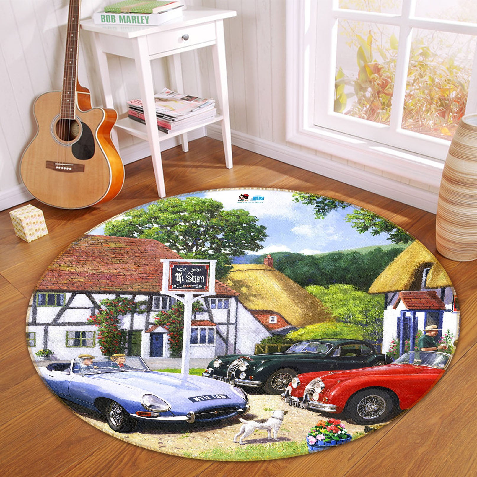 3D House Car 049 Kevin Walsh Rug Round Non Slip Rug Mat