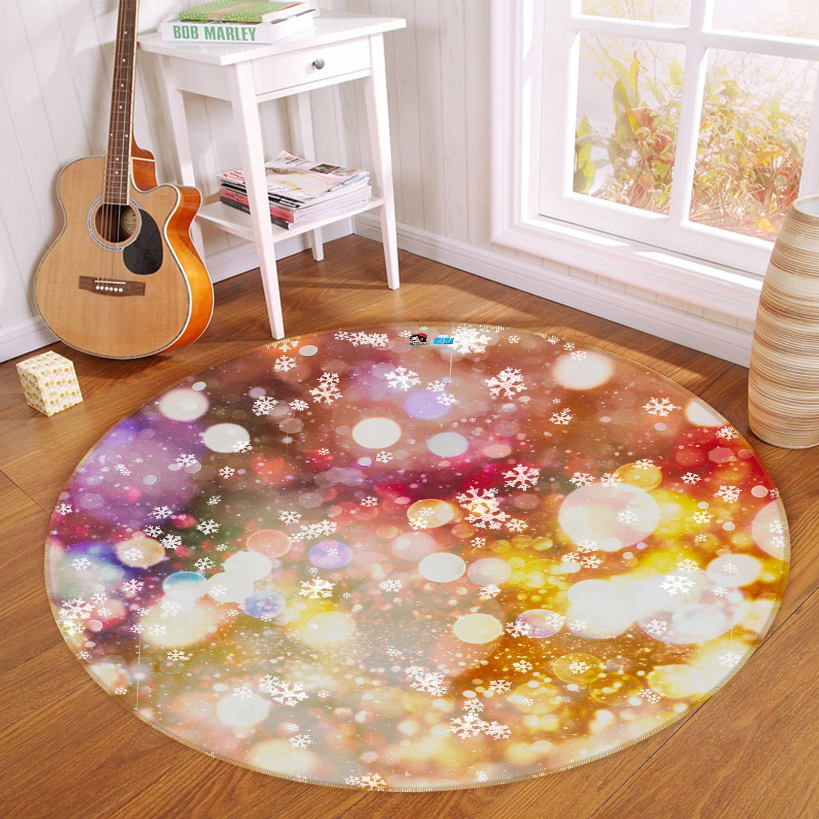 3D Aperture 55216 Christmas Round Non Slip Rug Mat Xmas