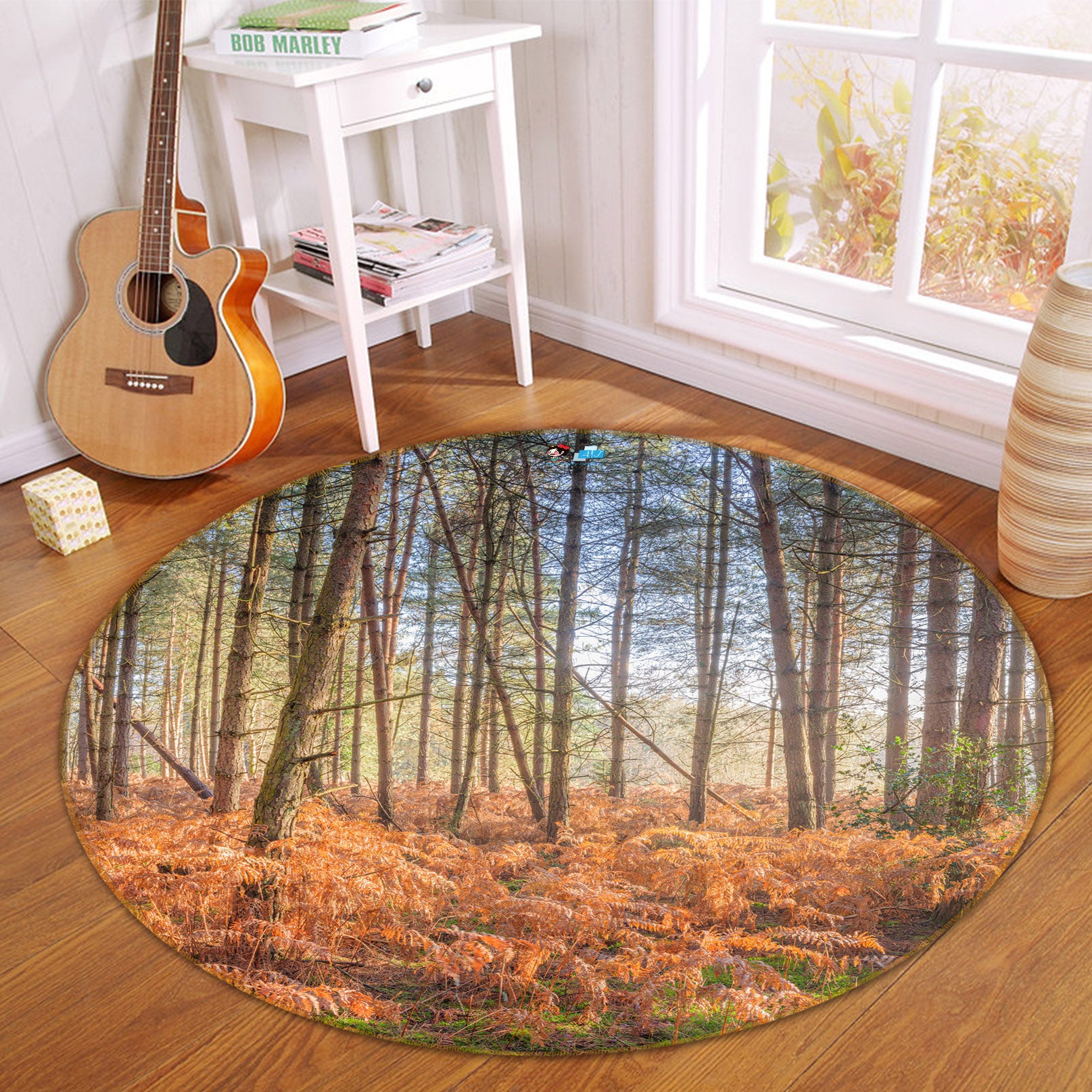 3D Yellow Grass 7372 Assaf Frank Rug Round Non Slip Rug Mat