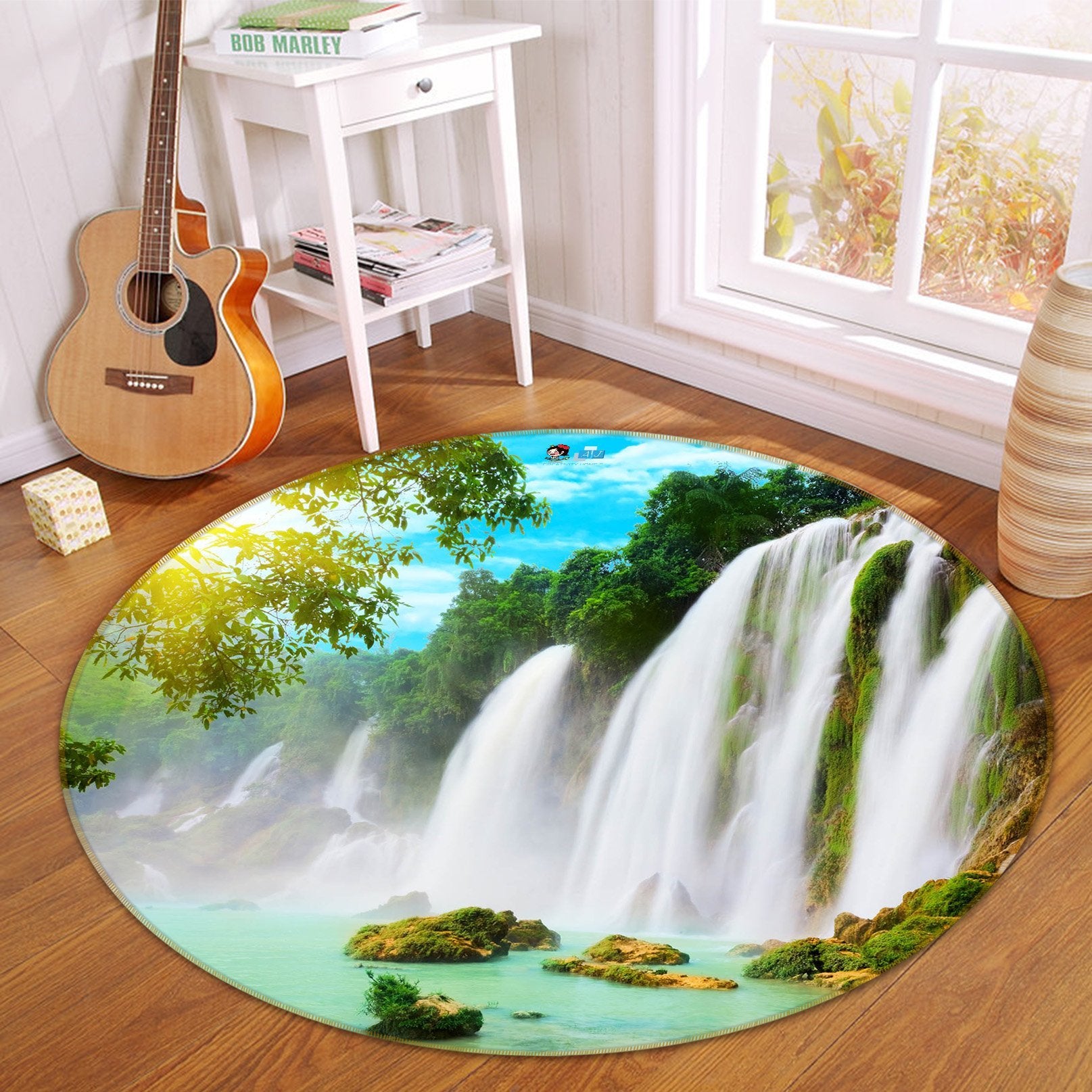 3D White Waterfall 072 Round Non Slip Rug Mat Mat AJ Creativity Home