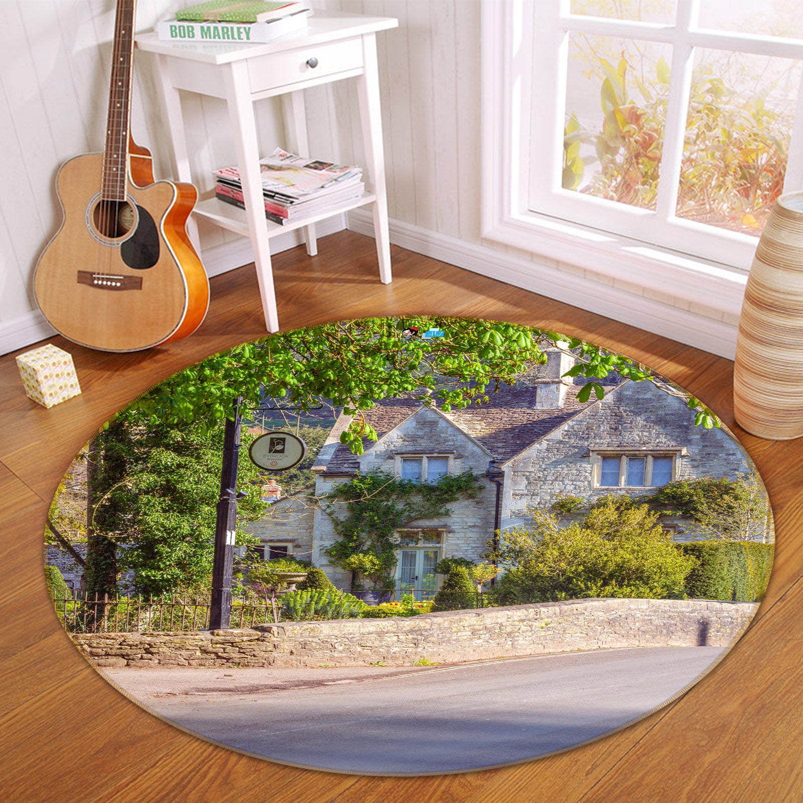 3D Green Tree House 7396 Assaf Frank Rug Round Non Slip Rug Mat