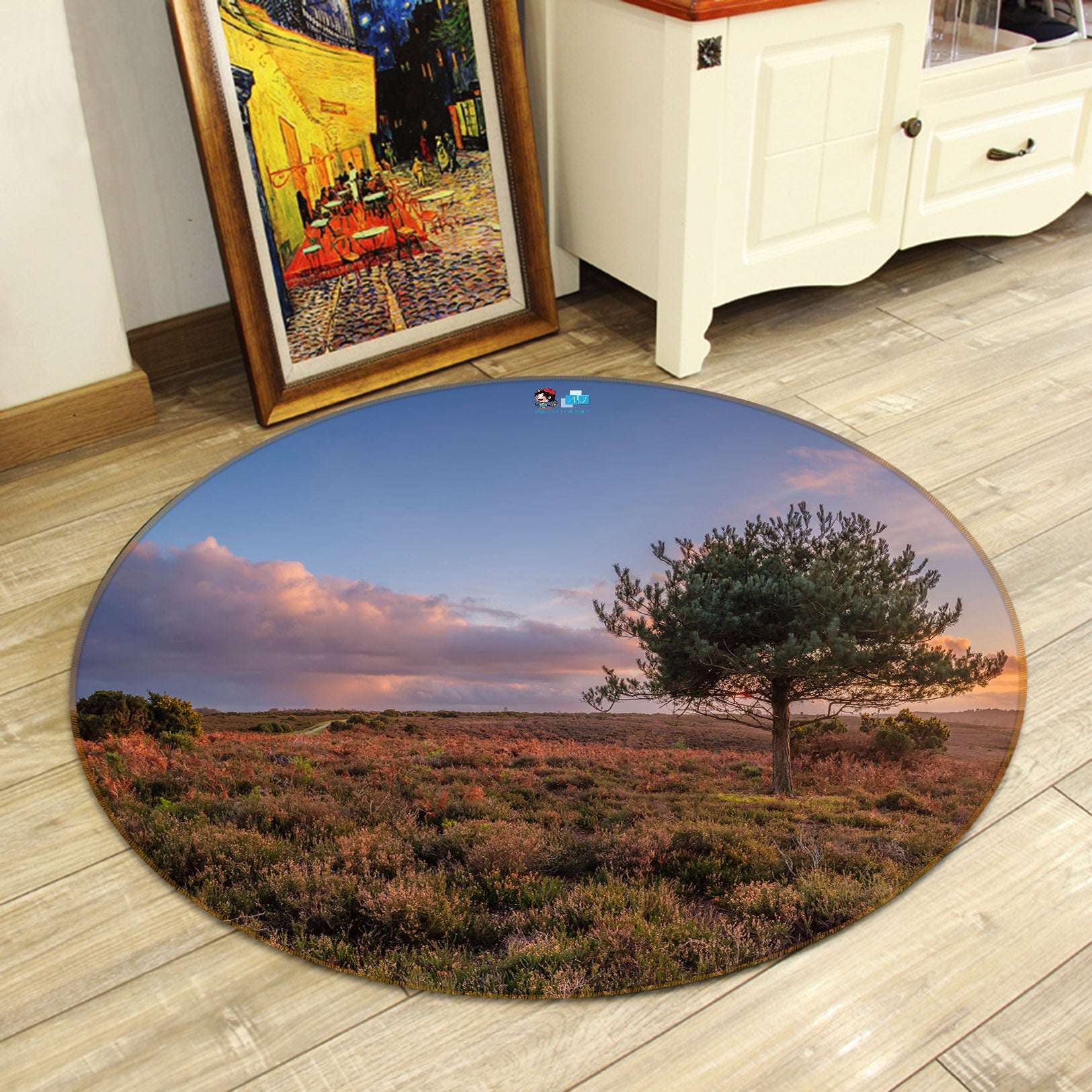 3D Sunset Grassland 7376 Assaf Frank Rug Round Non Slip Rug Mat