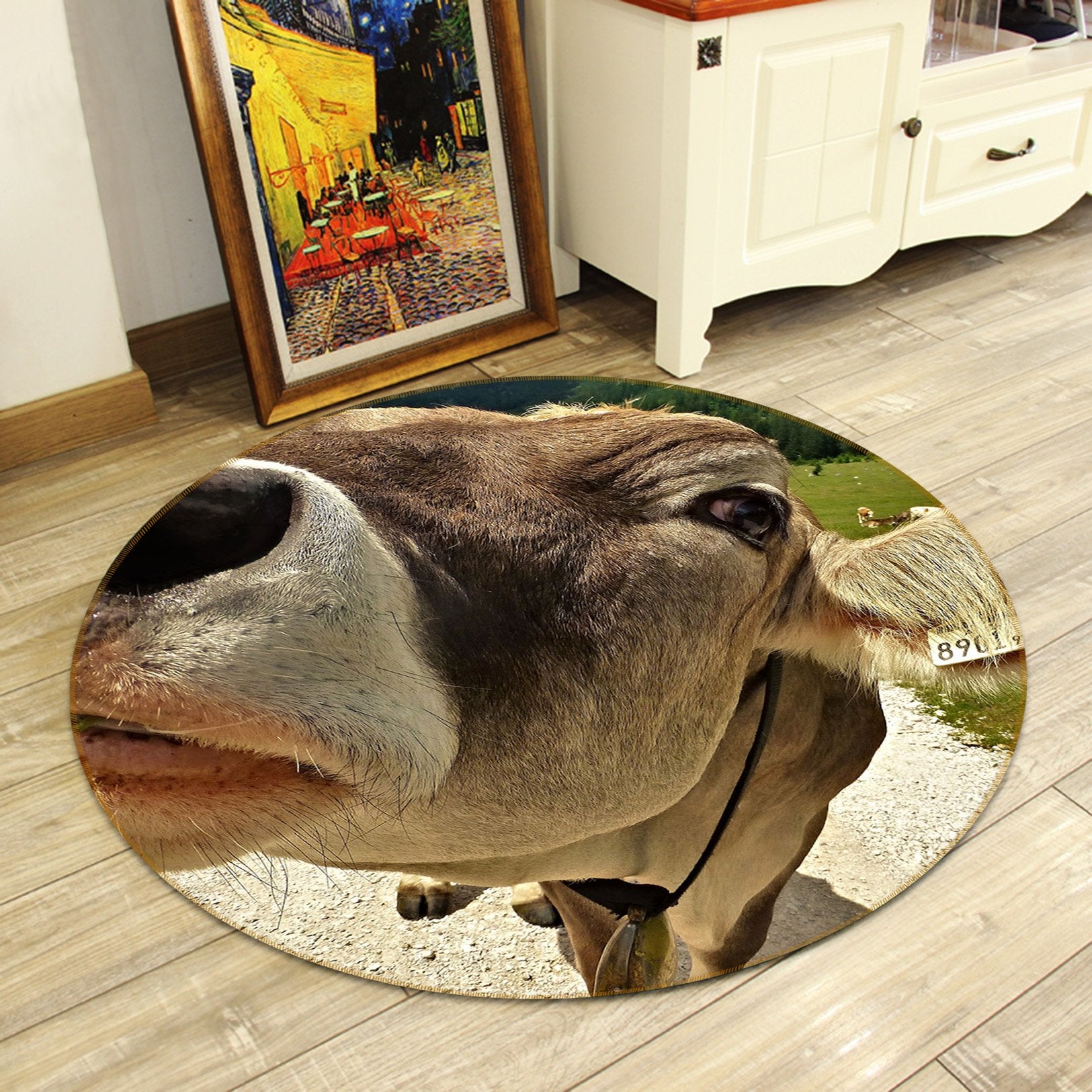 3D Cow Mouth 030 Animal Round Non Slip Rug Mat Mat AJ Creativity Home