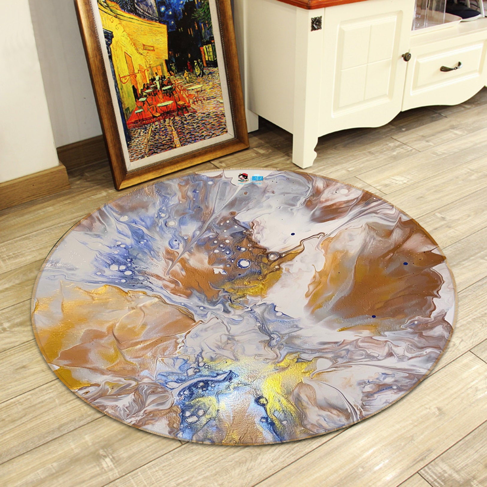 3D Wave Graffiti 46894 Valerie Latrice Rug Round Non Slip Rug Mat