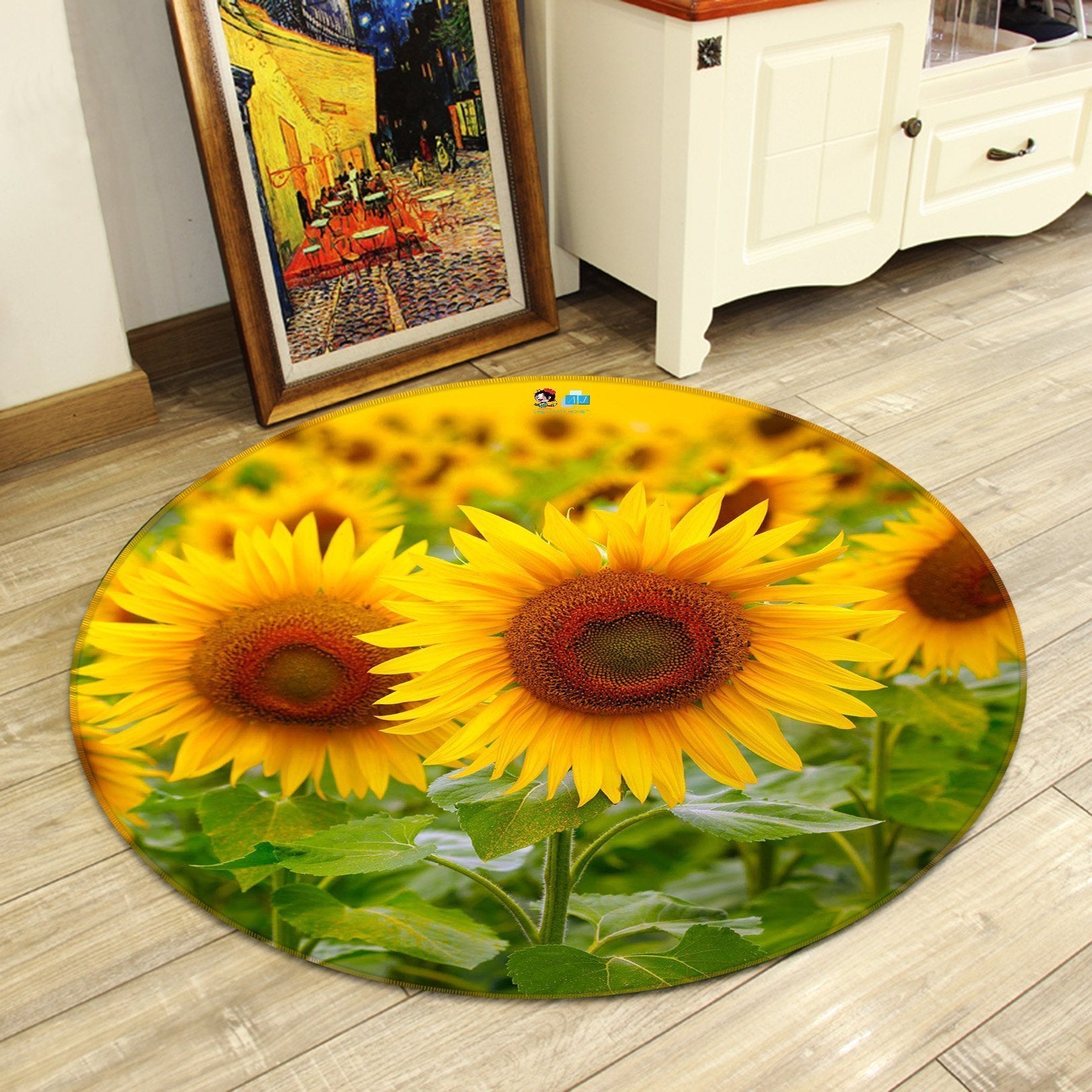 3D Pretty Sunflowers 104 Round Non Slip Rug Mat Mat AJ Creativity Home