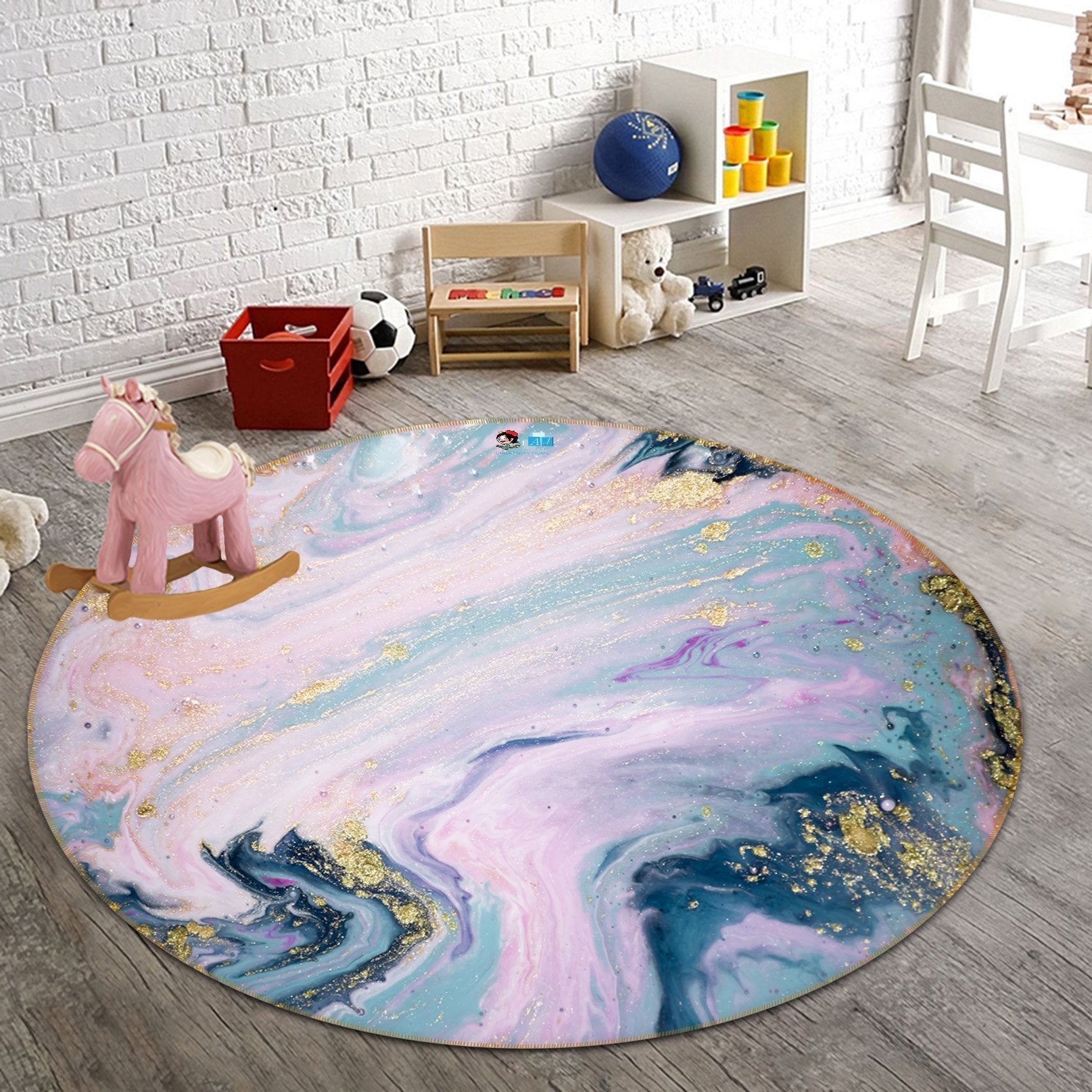 3D Green Quicksand Mix 156 Round Non Slip Rug Mat Mat AJ Creativity Home