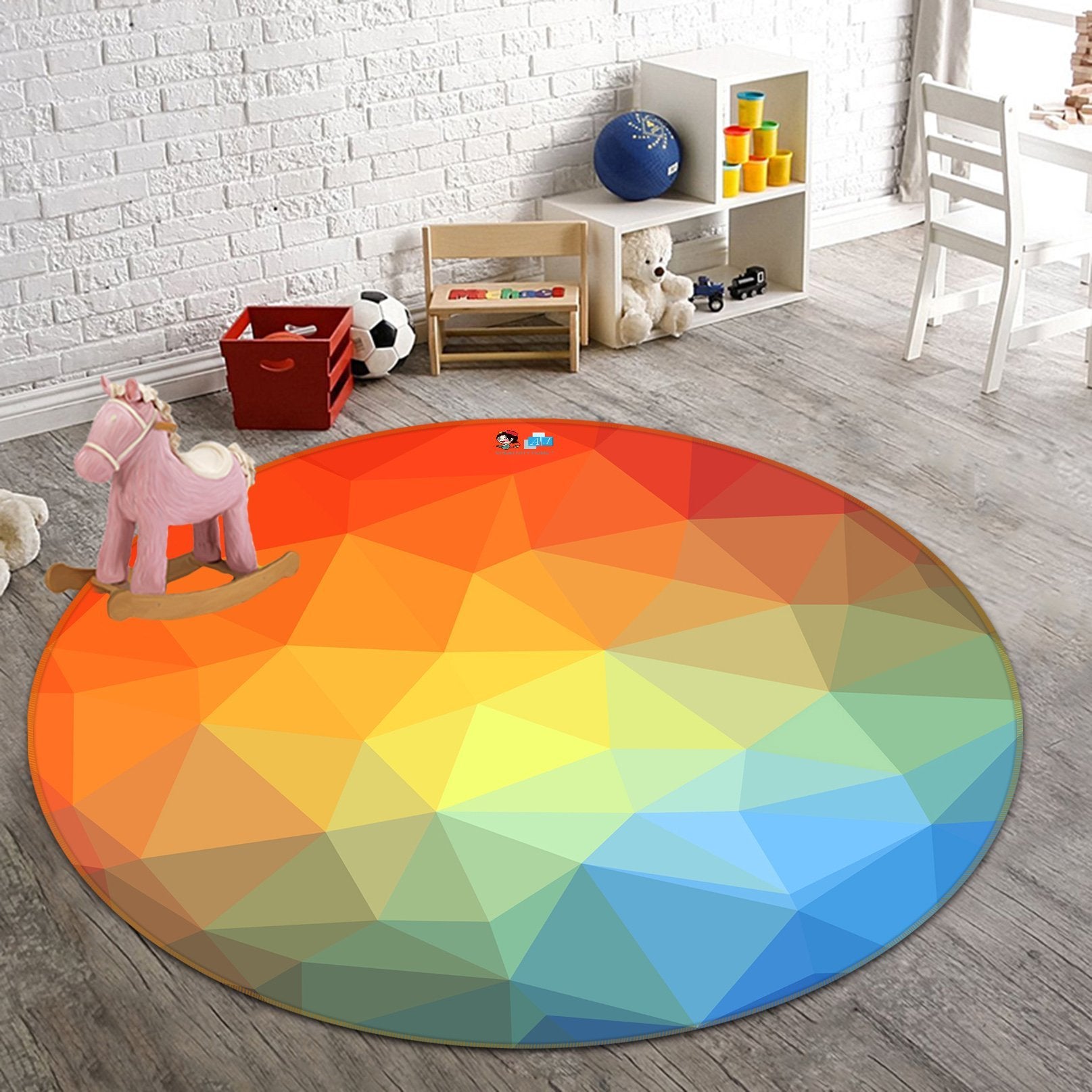 3D Three-Dimensional 144 Round Non Slip Rug Mat Mat AJ Creativity Home