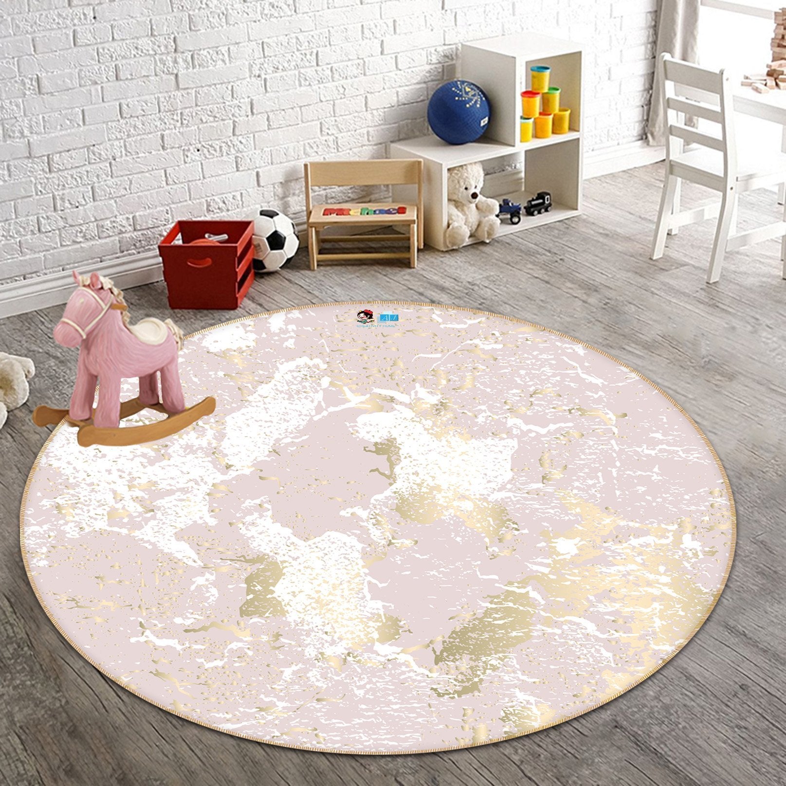 3D Pink White Block 164 Round Non Slip Rug Mat Mat AJ Creativity Home