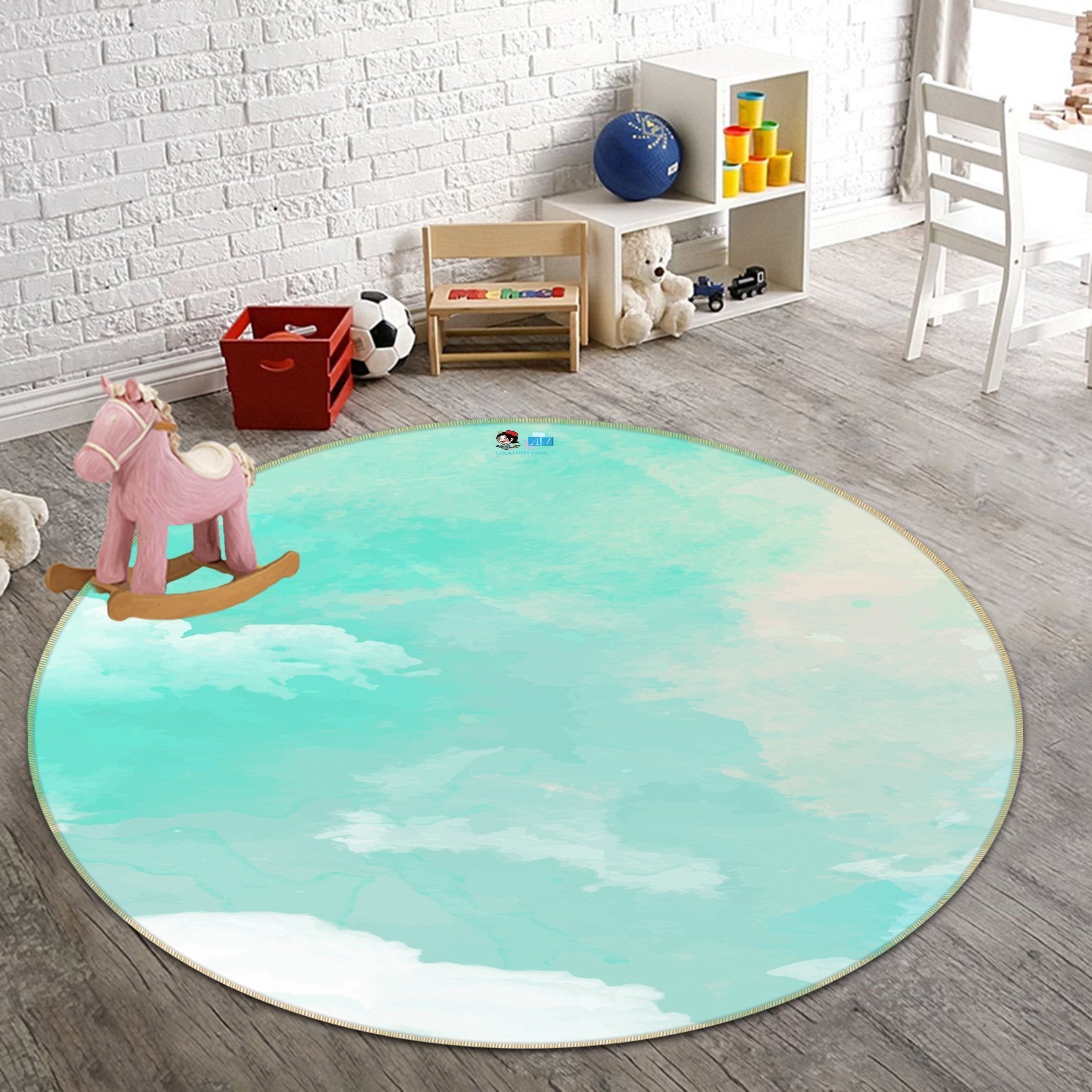 3D Gouache Cloud 182 Round Non Slip Rug Mat Mat AJ Creativity Home