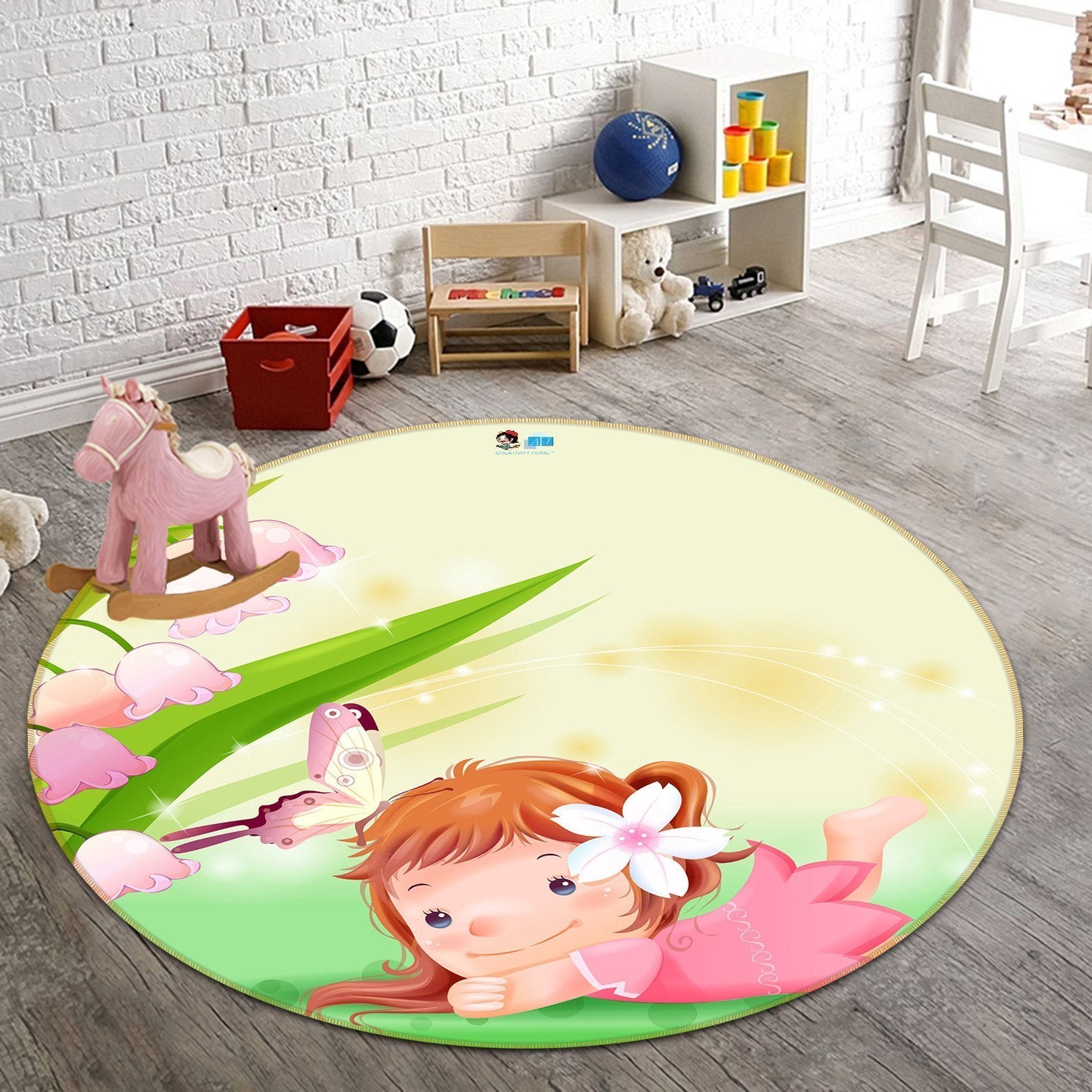 3D Naughty Little Girl 38 Round Non Slip Rug Mat Mat AJ Creativity Home