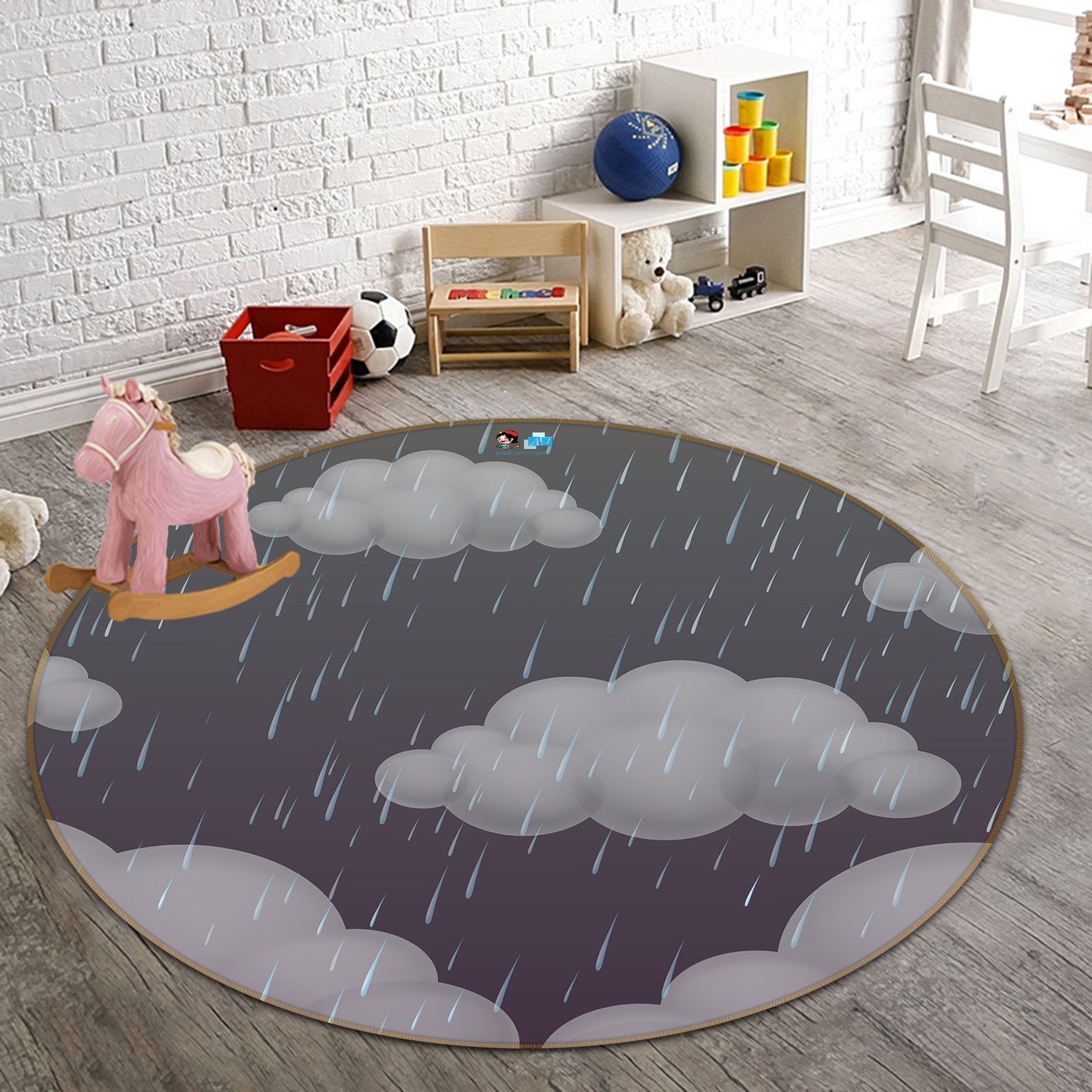 3D Dark Clouds 115 Round Non Slip Rug Mat Mat AJ Creativity Home