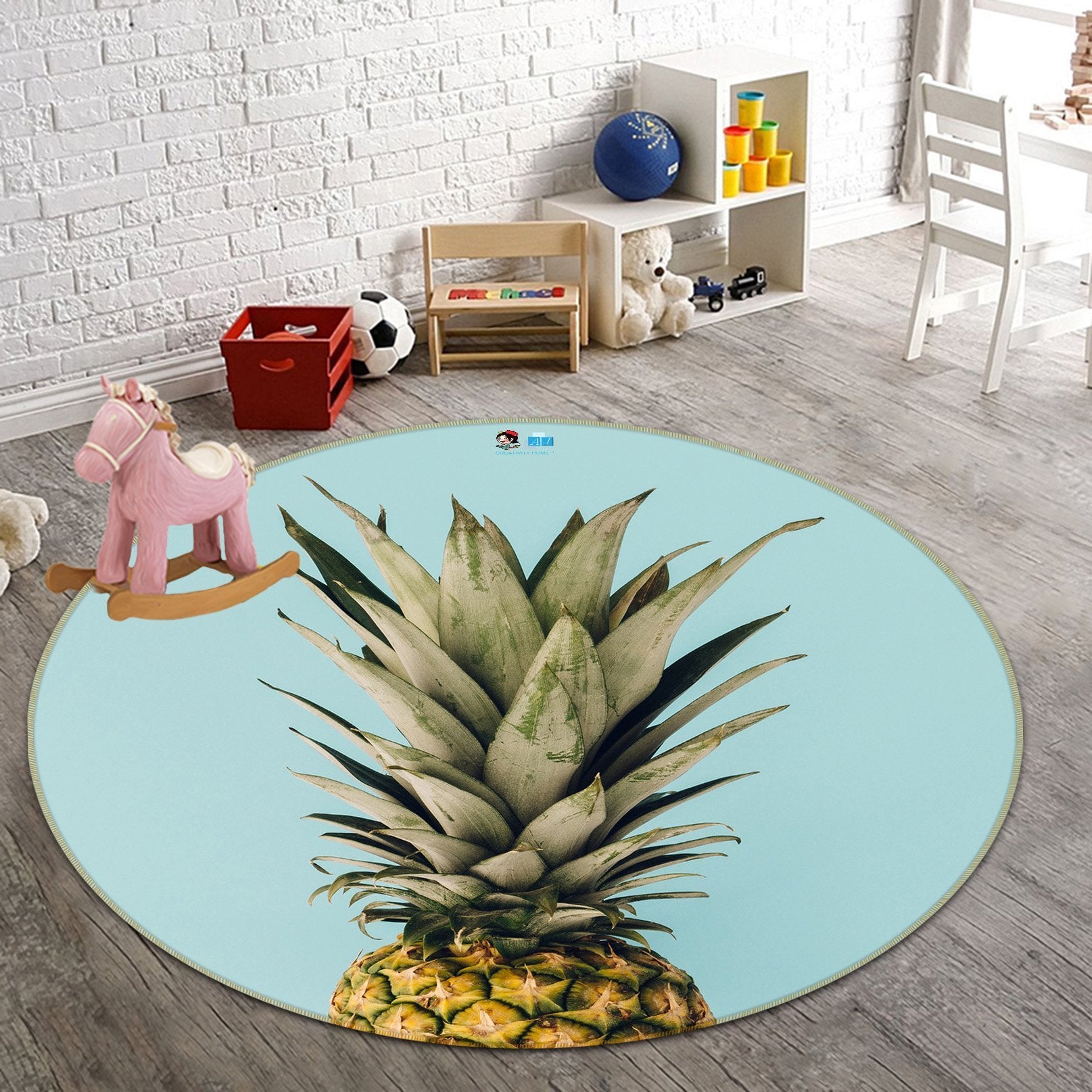 3D Big Pineapple 163 Round Non Slip Rug Mat Mat AJ Creativity Home