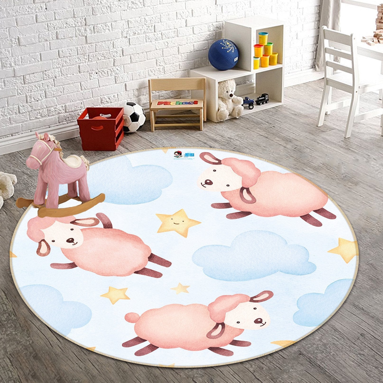 3D Powder Sheep 293 Round Non Slip Rug Mat Mat AJ Creativity Home
