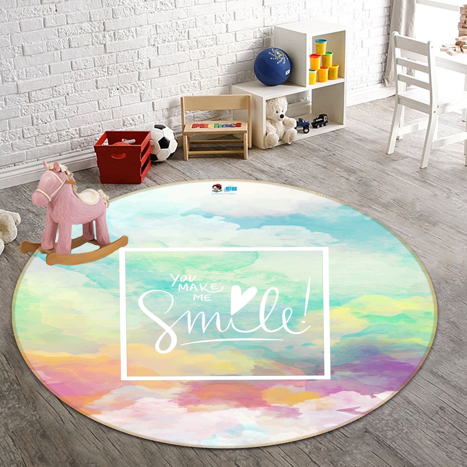 3D Gradient Cloud 135 Round Non Slip Rug Mat Mat AJ Creativity Home