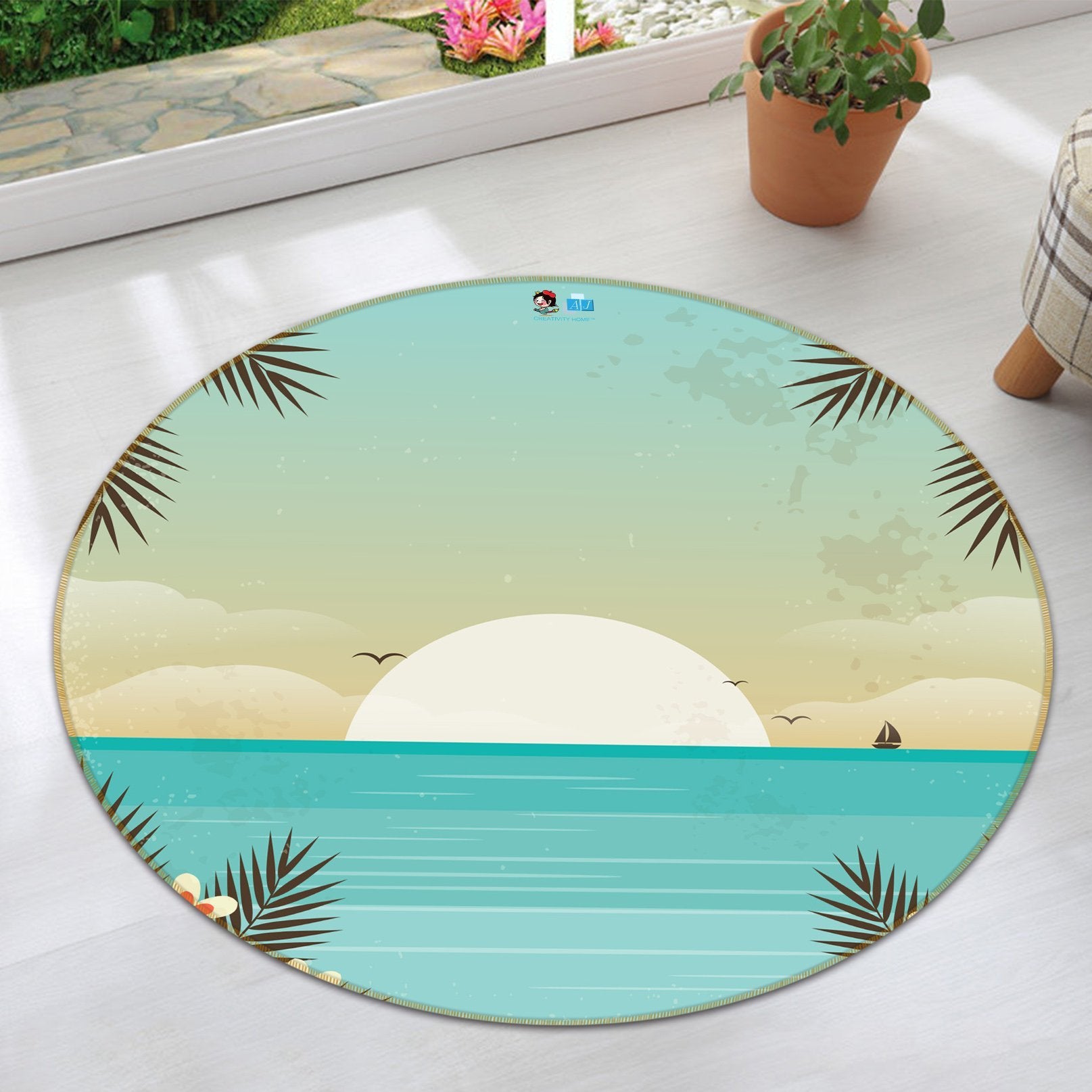 3D Half Month 221 Round Non Slip Rug Mat Mat AJ Creativity Home