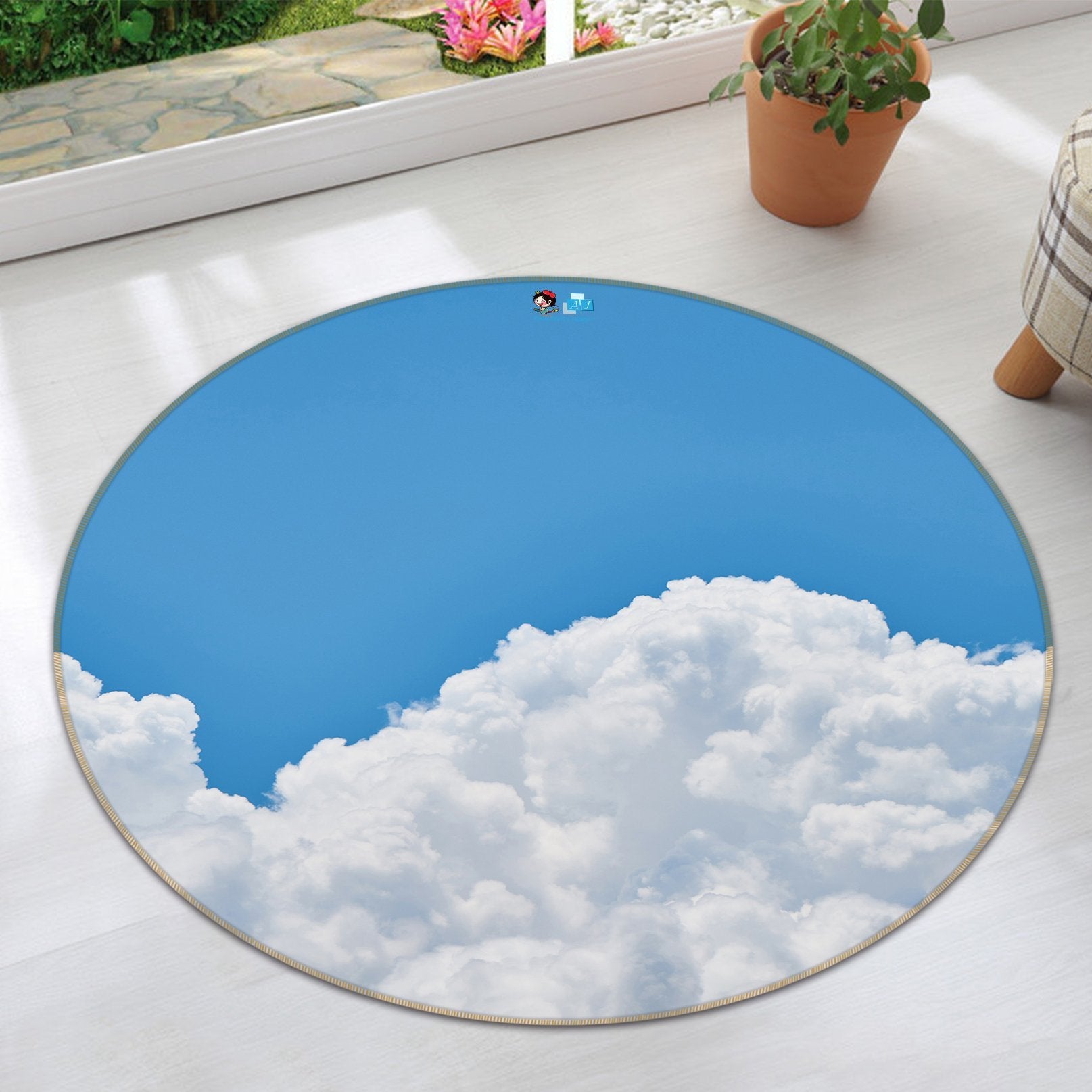 3D White Clouds 233 Round Non Slip Rug Mat Mat AJ Creativity Home