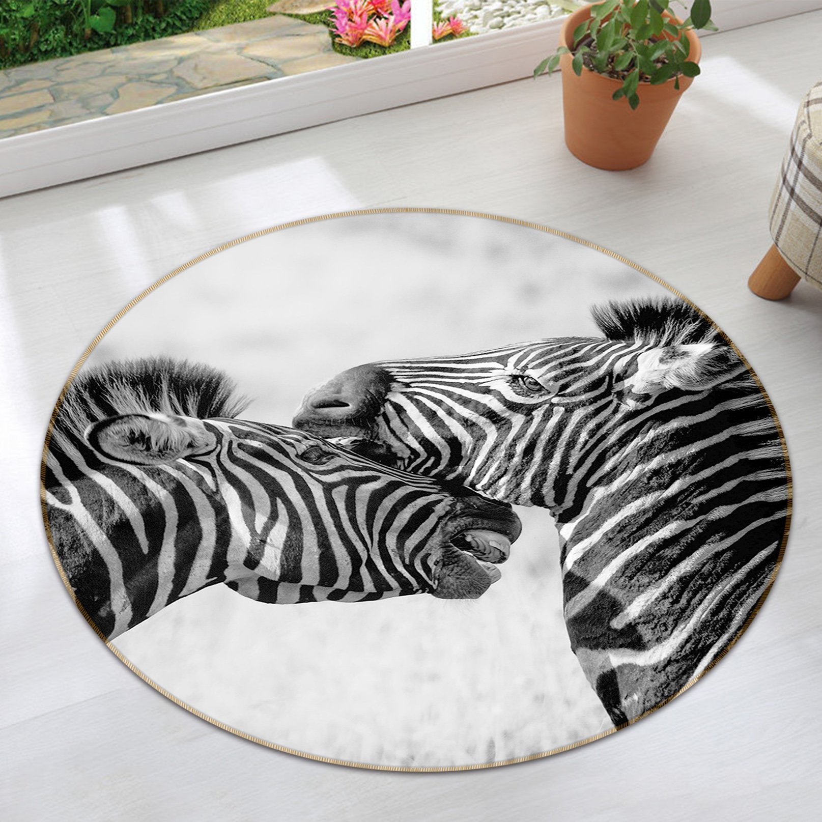 3D Zebra 113 Animal Round Non Slip Rug Mat Mat AJ Creativity Home
