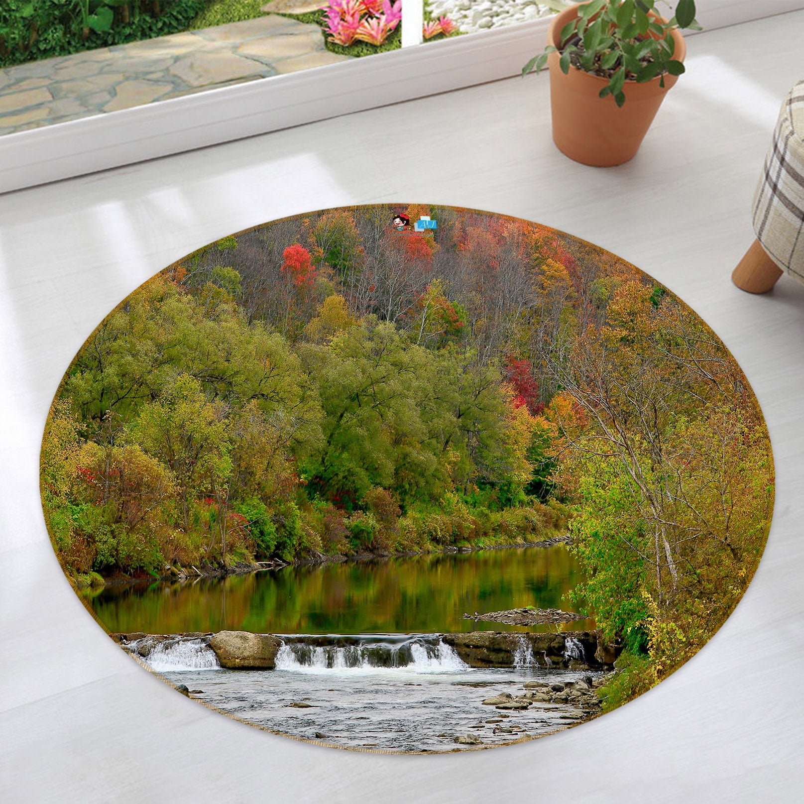 3D Forest 11198 Kathy Barefield Rug Round Non Slip Rug Mat