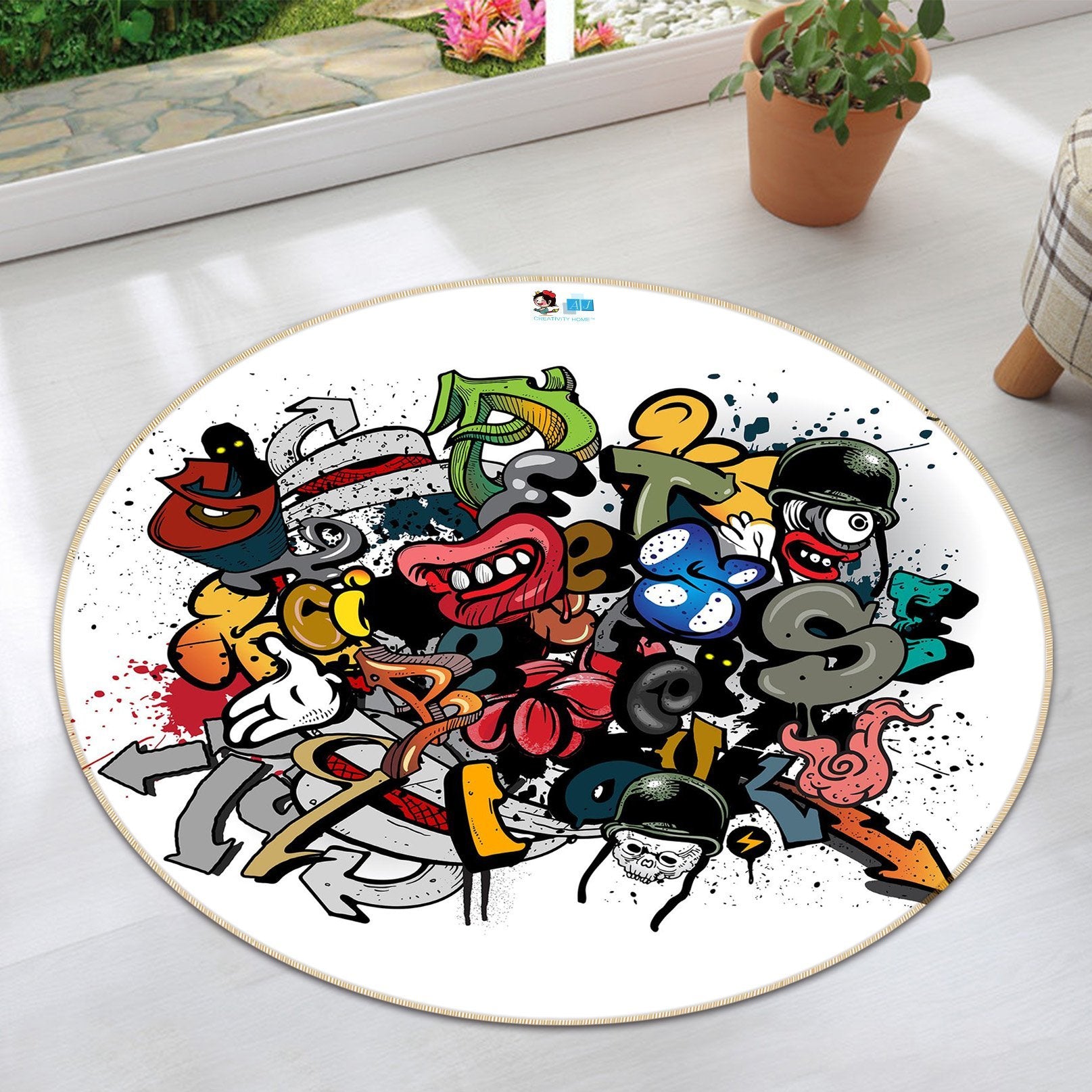 3D Doodle Hand Drawn 087 Round Non Slip Rug Mat Mat AJ Creativity Home