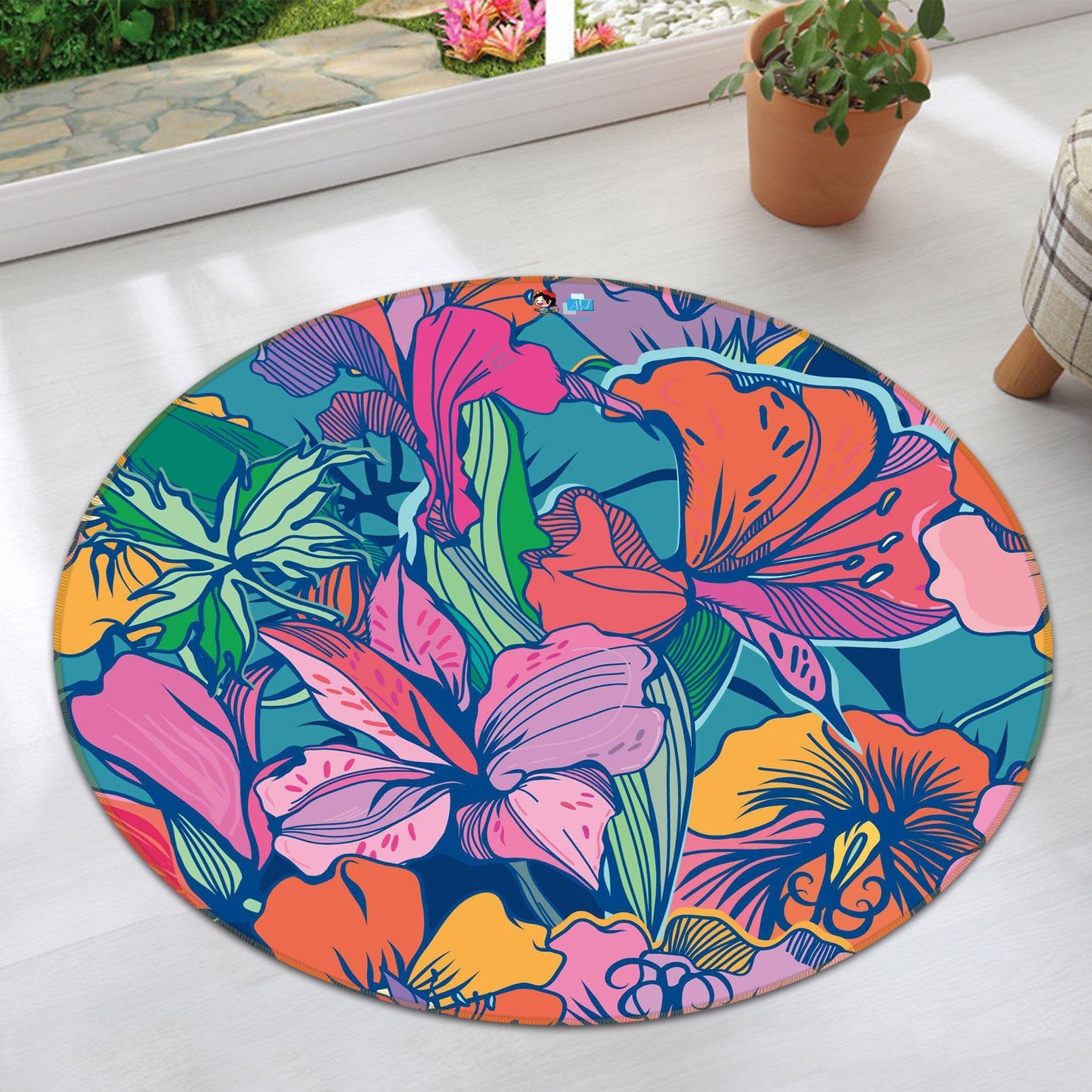 3D Graffiti Flower Bloom 258 Round Non Slip Rug Mat Mat AJ Creativity Home