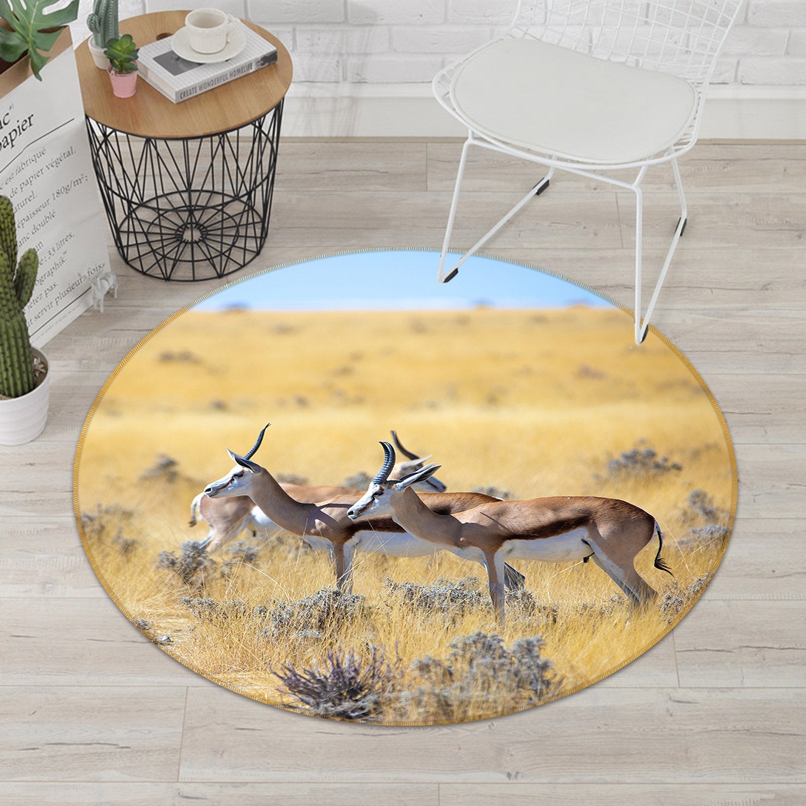 3D Prairie Antelope 094 Animal Round Non Slip Rug Mat Mat AJ Creativity Home