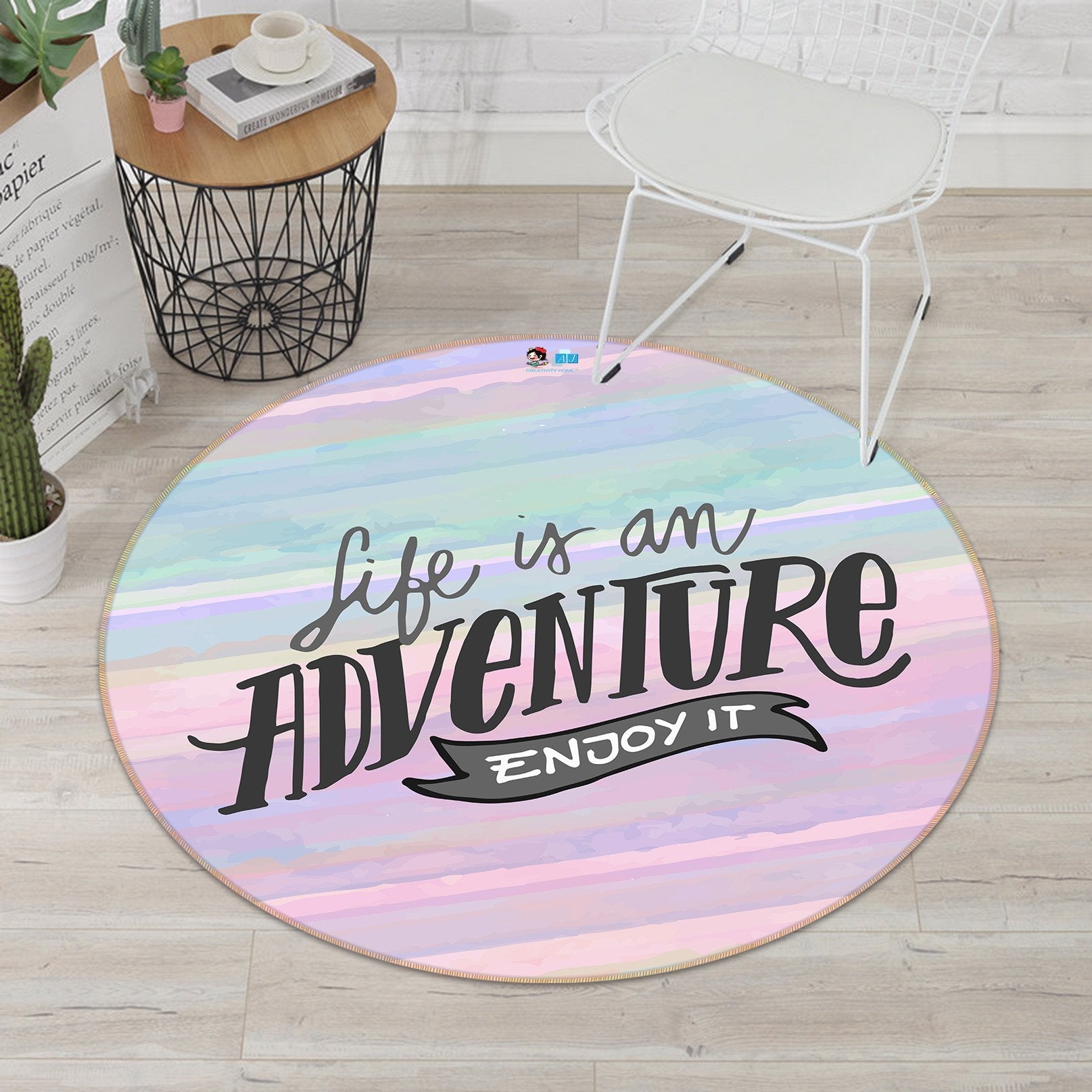 3D Gradient Word 134 Round Non Slip Rug Mat Mat AJ Creativity Home