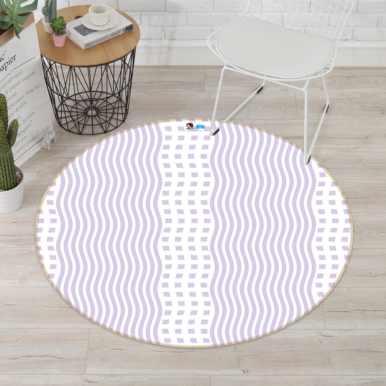 3D Purple Ripple 98102 Kasumi Loffler Rug Round Non Slip Rug Mat