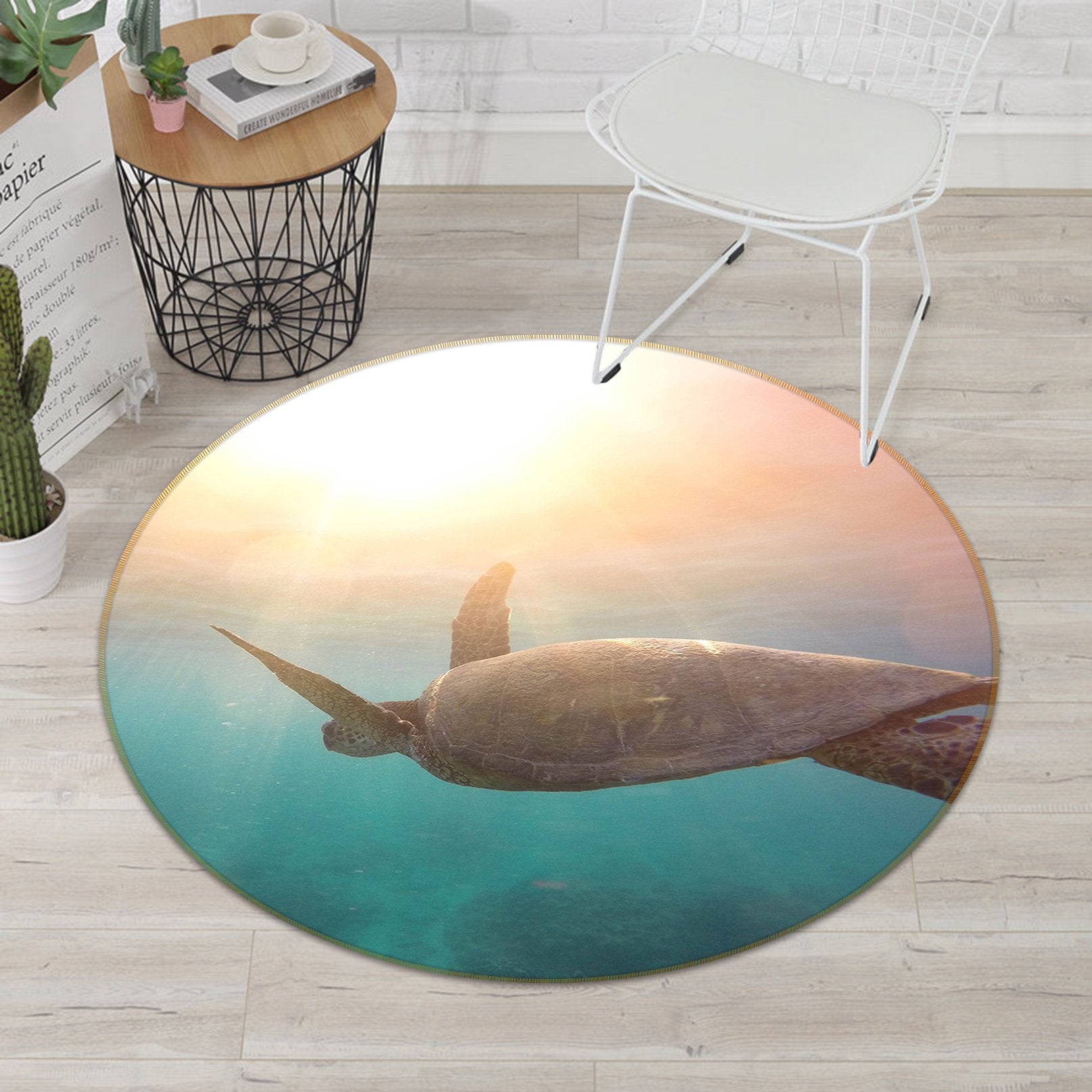 3D Turtle 081 Animal Round Non Slip Rug Mat Mat AJ Creativity Home
