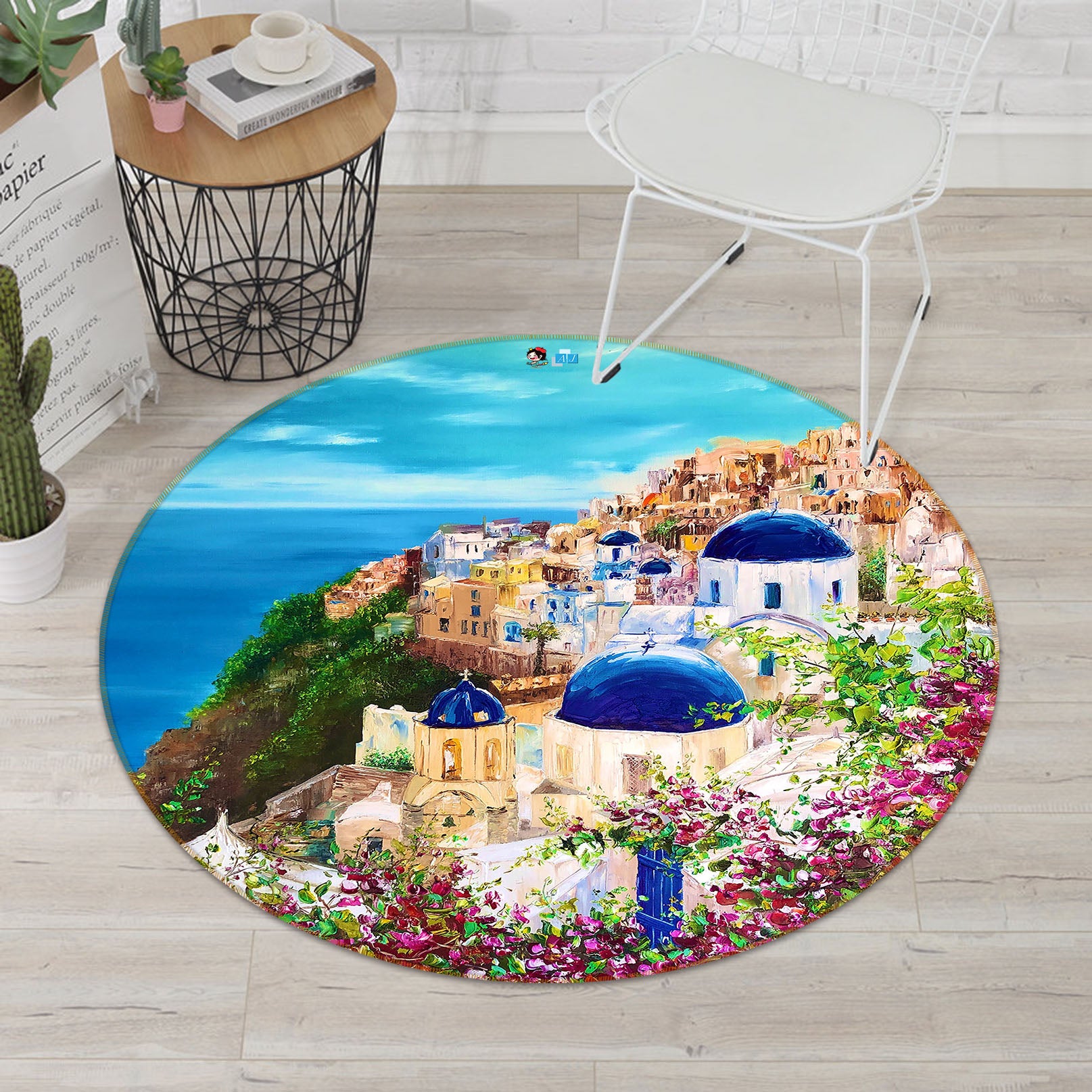 3D Ocean House Painting 922 Skromova Marina Rug Round Non Slip Rug Mat