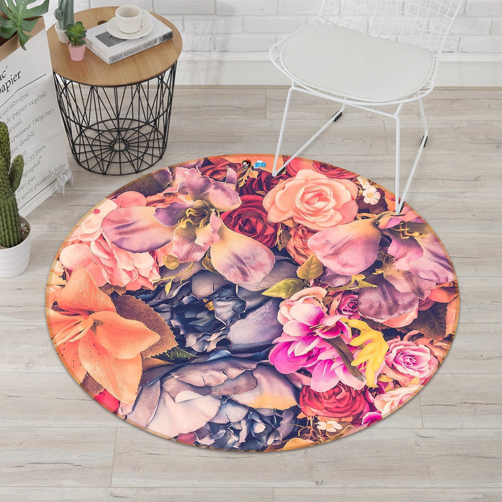 3D Hand Painted Safflower 246 Round Non Slip Rug Mat Mat AJ Creativity Home