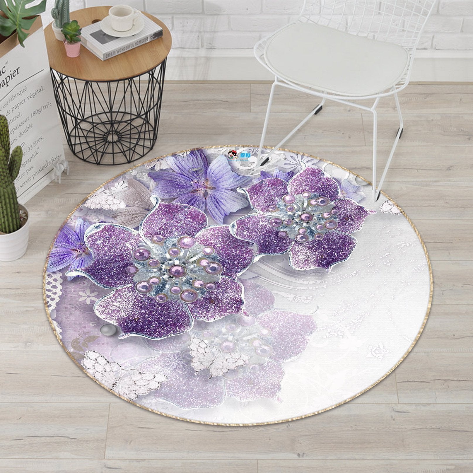 3D Drilling Flowers 094 Round Non Slip Rug Mat Mat AJ Creativity Home