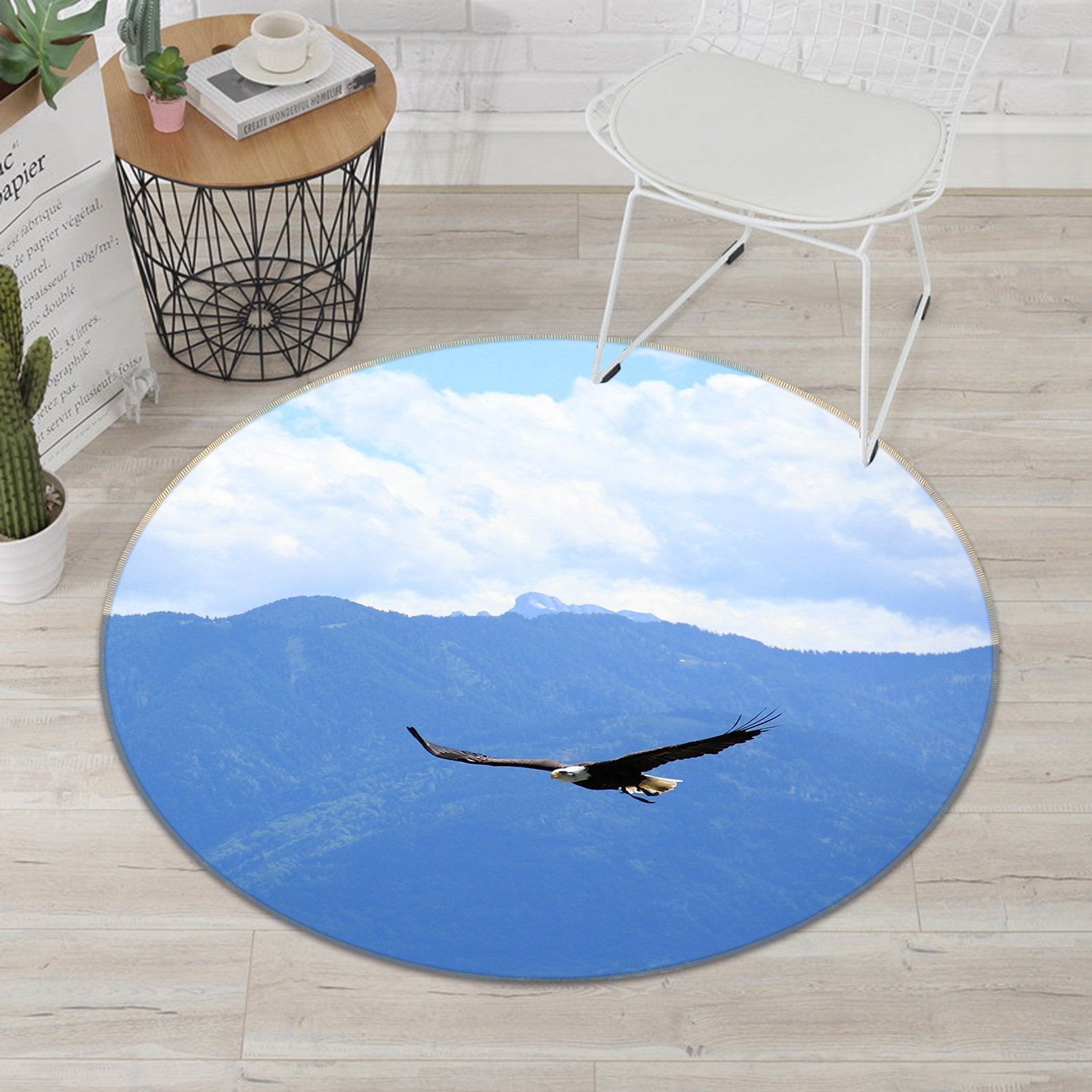 3D Blue Sky Bird 009 Animal Round Non Slip Rug Mat Mat AJ Creativity Home