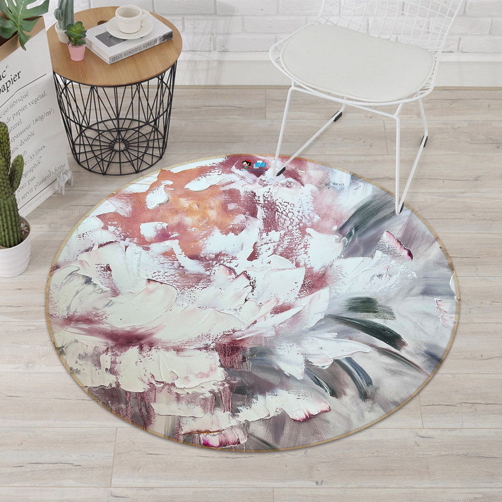 3D Beautiful Flower 4041 Skromova Marina Rug Round Non Slip Rug Mat
