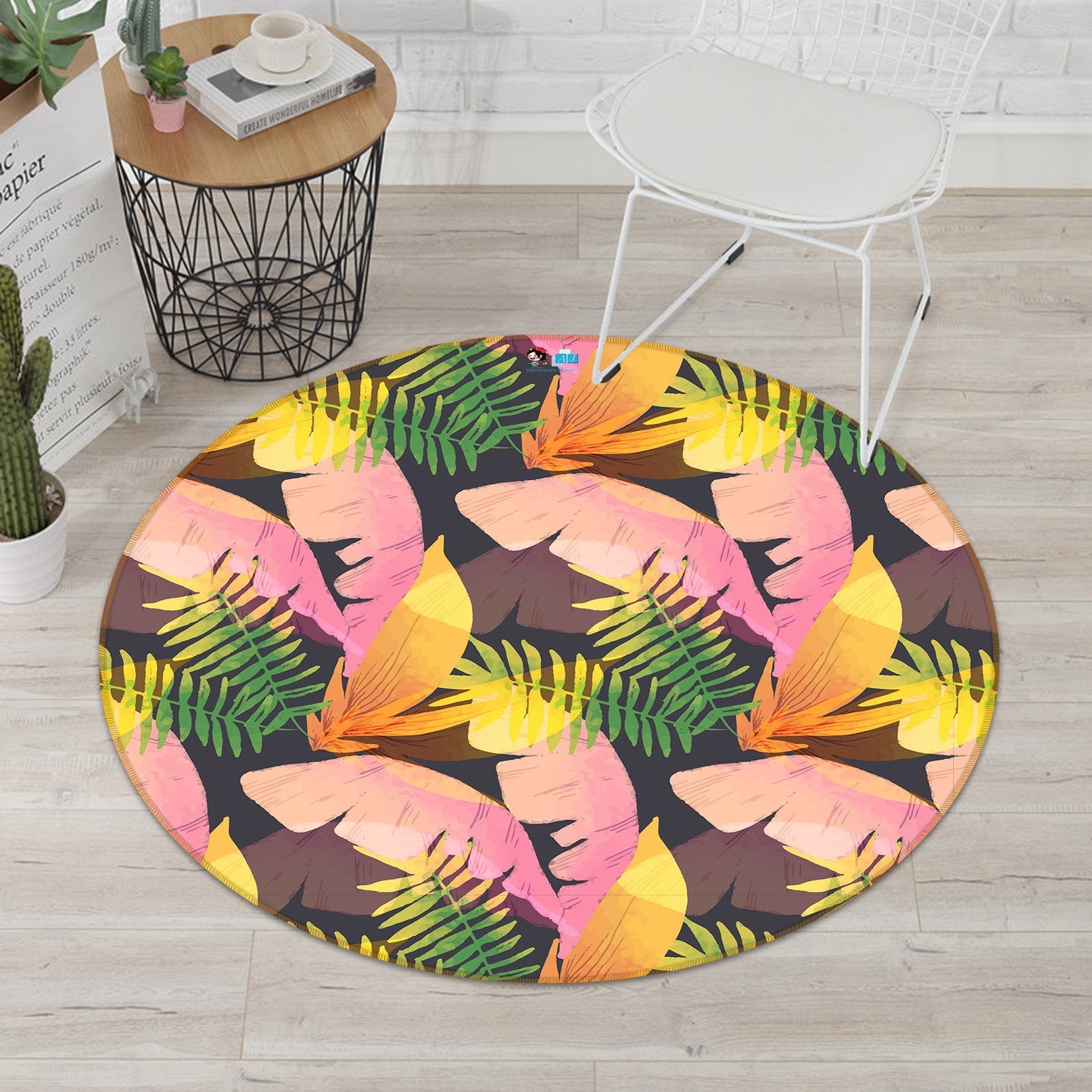 3D Red Leaf Pattern 223 Round Non Slip Rug Mat Mat AJ Creativity Home