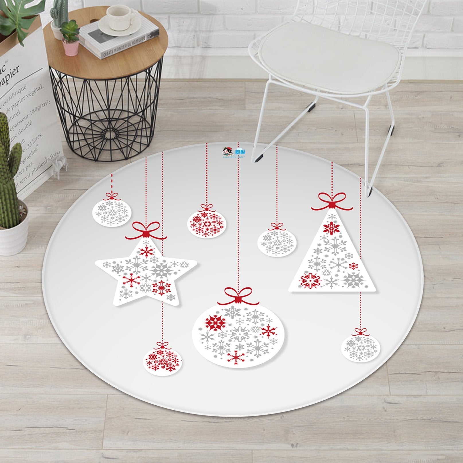 3D Snowflake Pattern Ornament 055 Round Non Slip Rug Mat Mat AJ Creativity Home