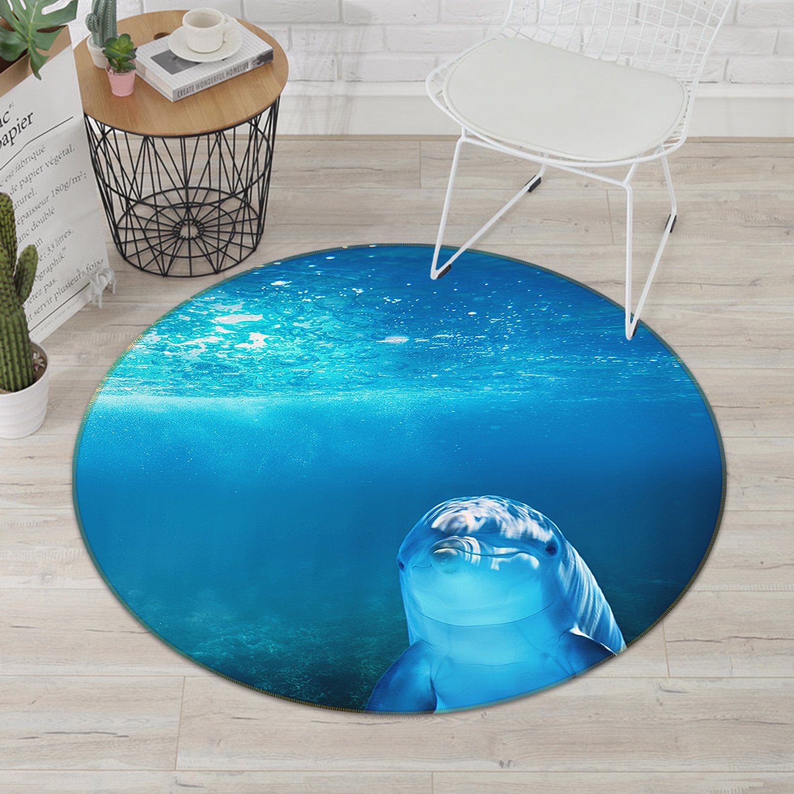 3D Dolphin 082 Animal Round Non Slip Rug Mat Mat AJ Creativity Home