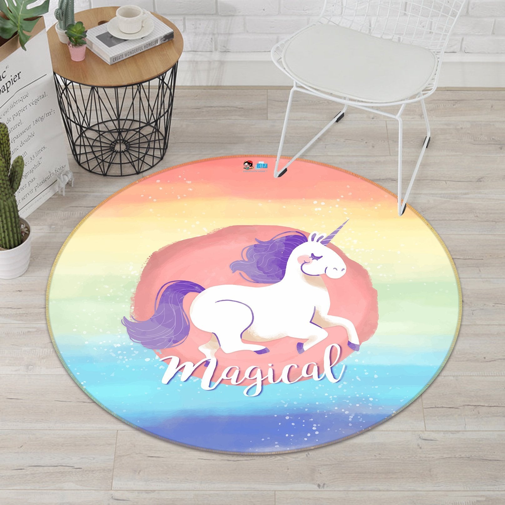 3D Cartoon Unicorn 207 Round Non Slip Rug Mat Mat AJ Creativity Home