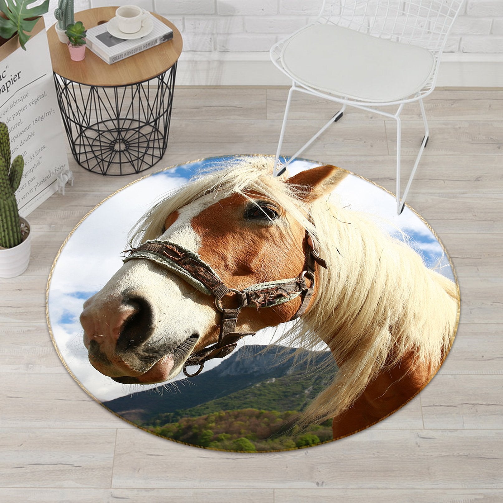 3D Horse Laugh 062 Animal Round Non Slip Rug Mat Mat AJ Creativity Home