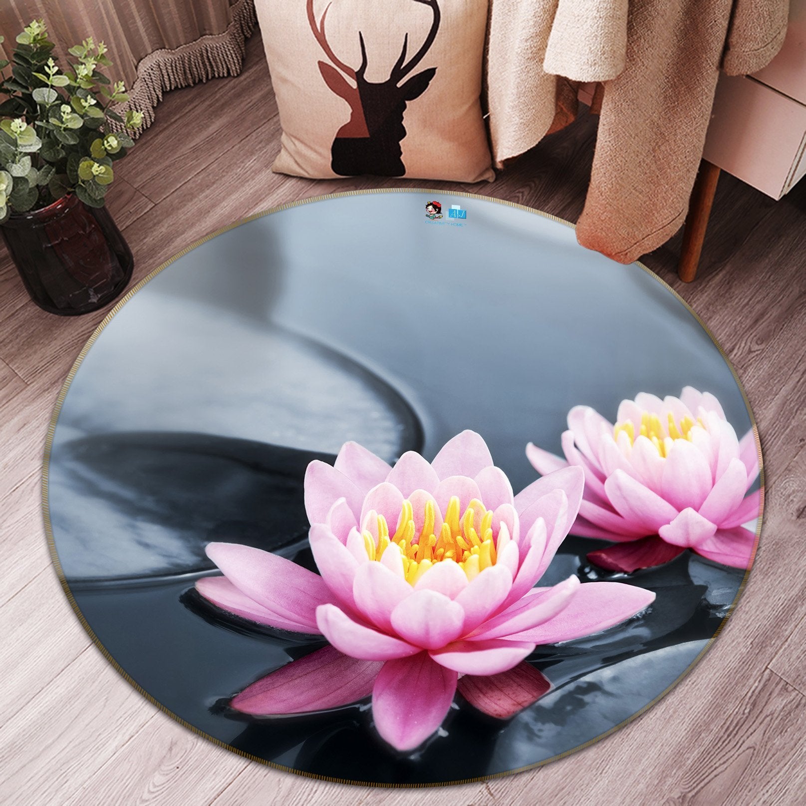 3D Bright Lotus 067 Round Non Slip Rug Mat Mat AJ Creativity Home