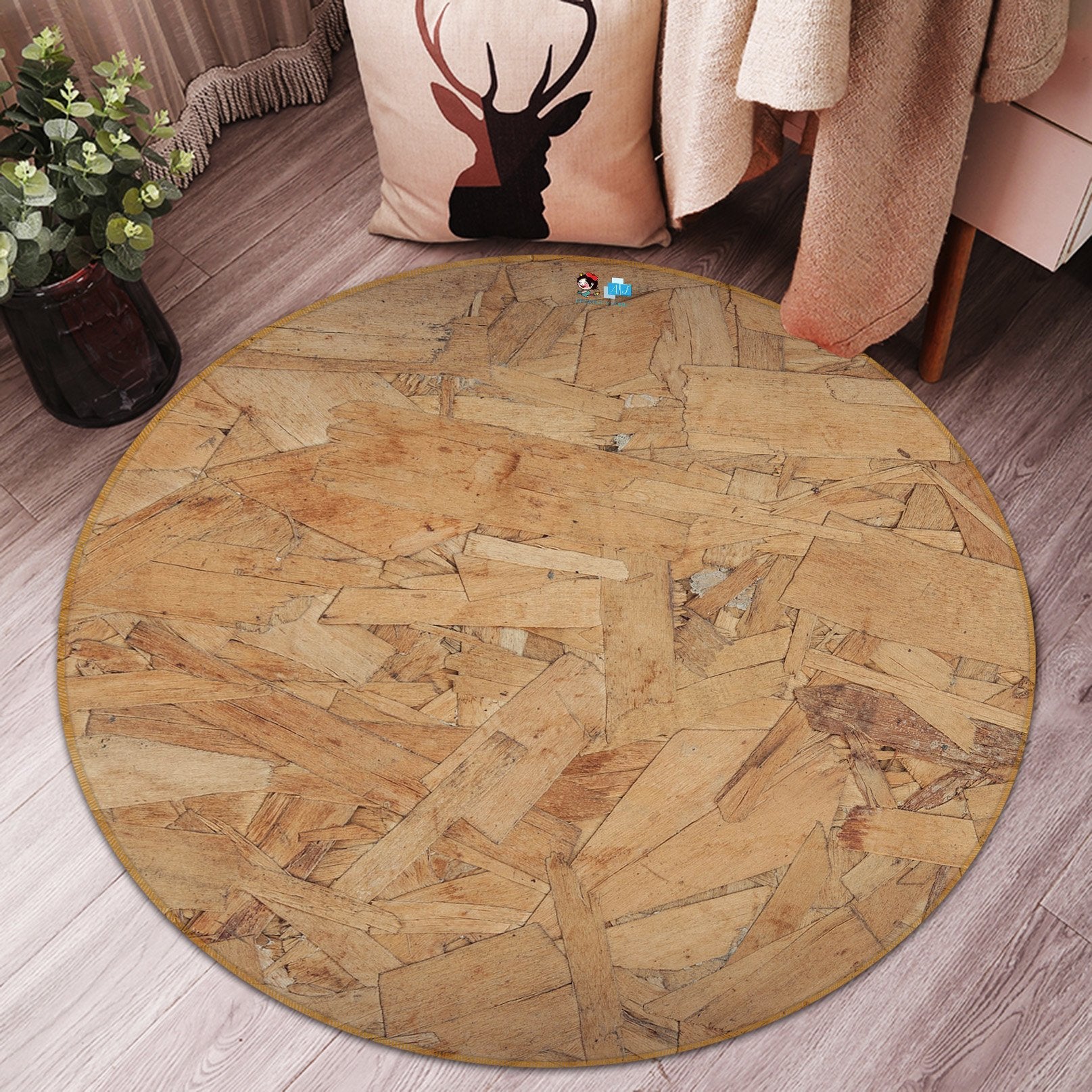 3D Broken Wood 225 Round Non Slip Rug Mat Mat AJ Creativity Home