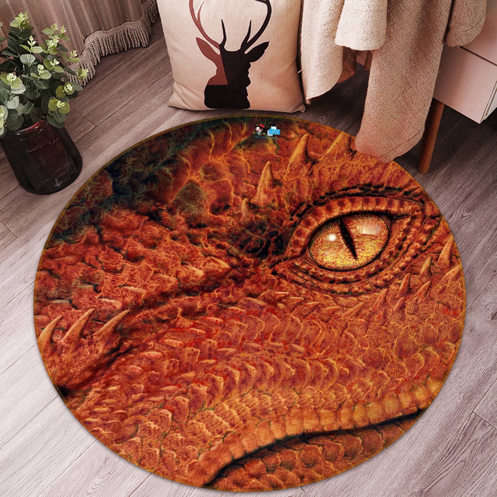 3D Dragon Eye 6154 Ciruelo Rug Round Non Slip Rug Mat