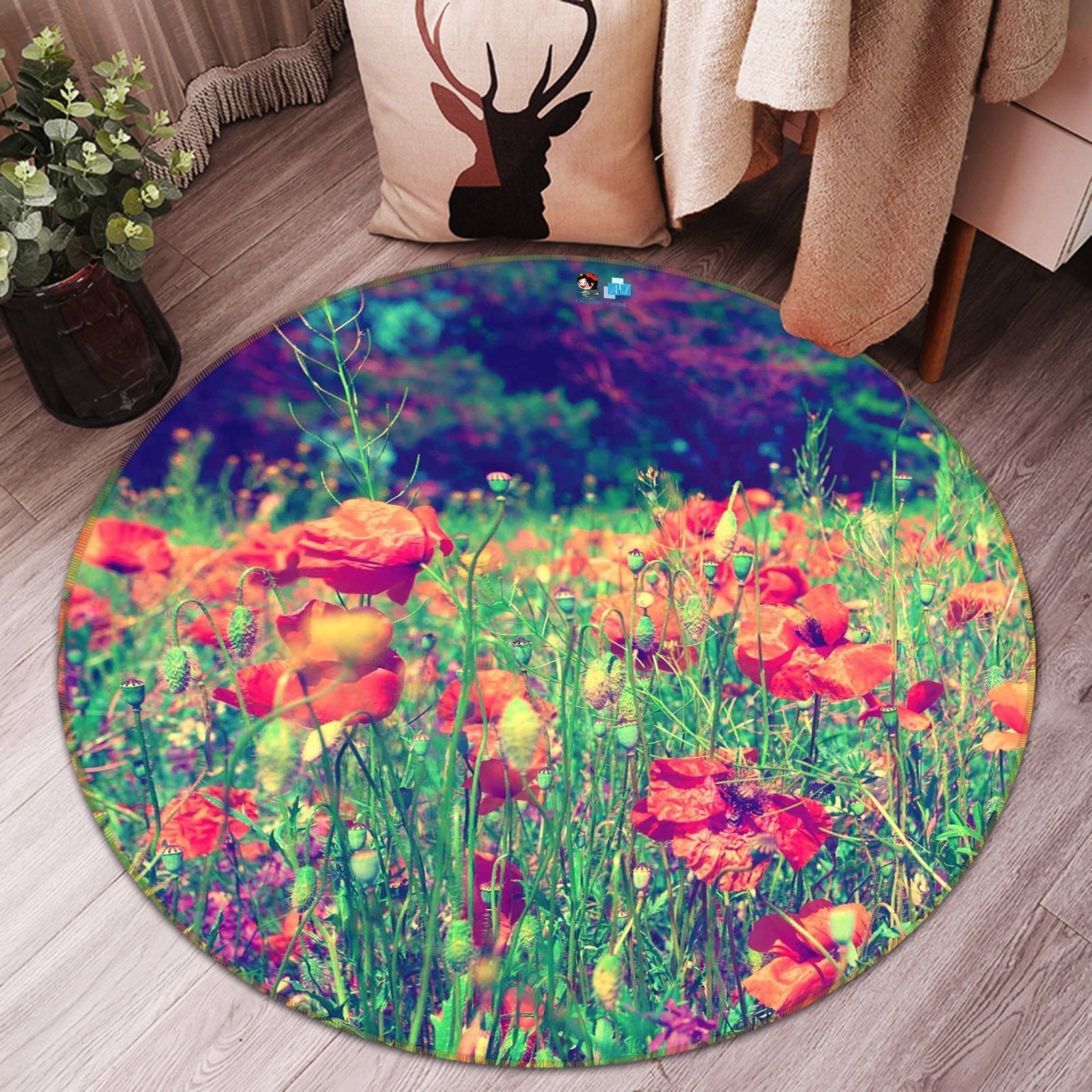 3D Gorgeous Flowers 72 Round Non Slip Rug Mat Mat AJ Creativity Home