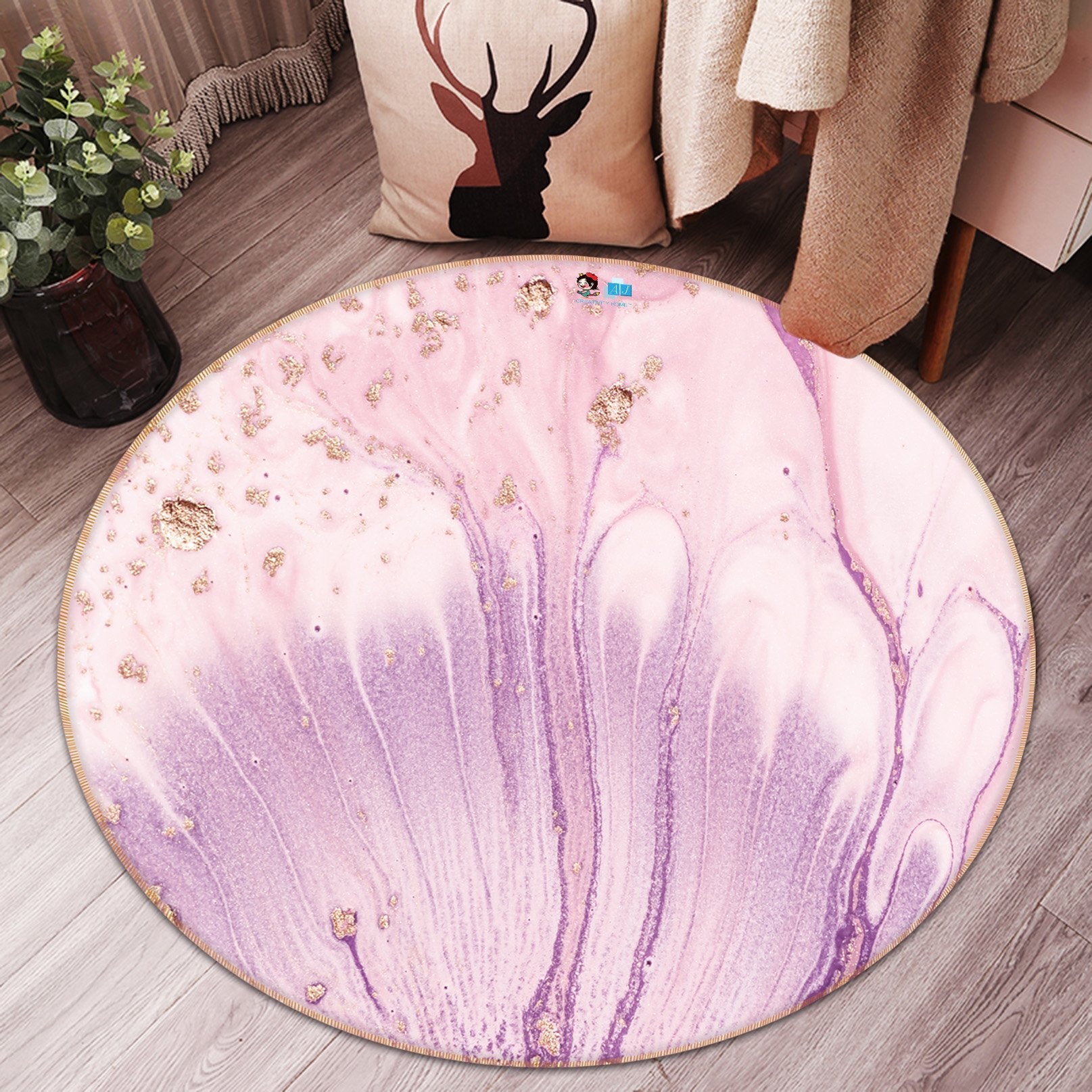 3D Pink Fan Shape 171 Round Non Slip Rug Mat Mat AJ Creativity Home
