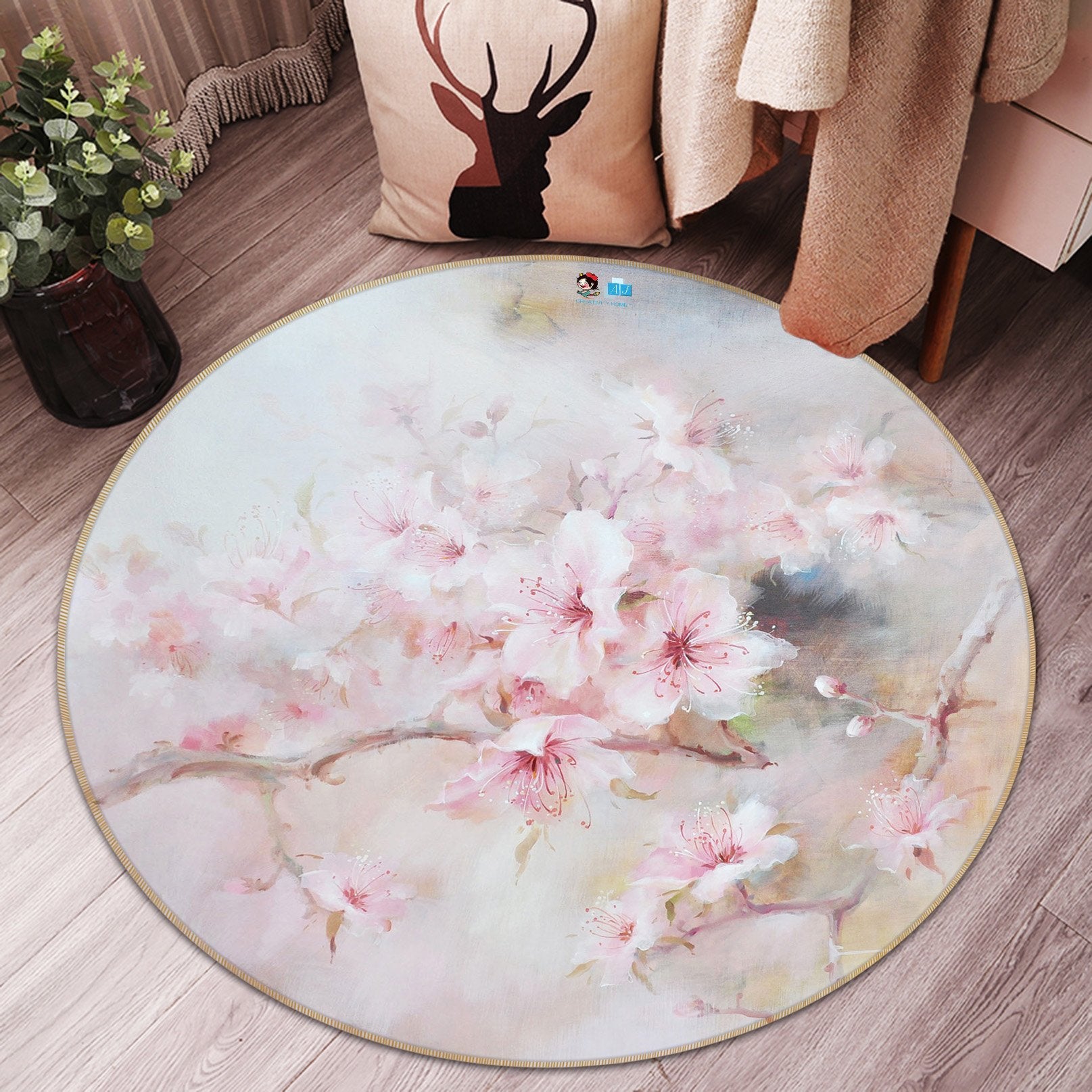 3D Beautiful Peach 082 Round Non Slip Rug Mat Mat AJ Creativity Home