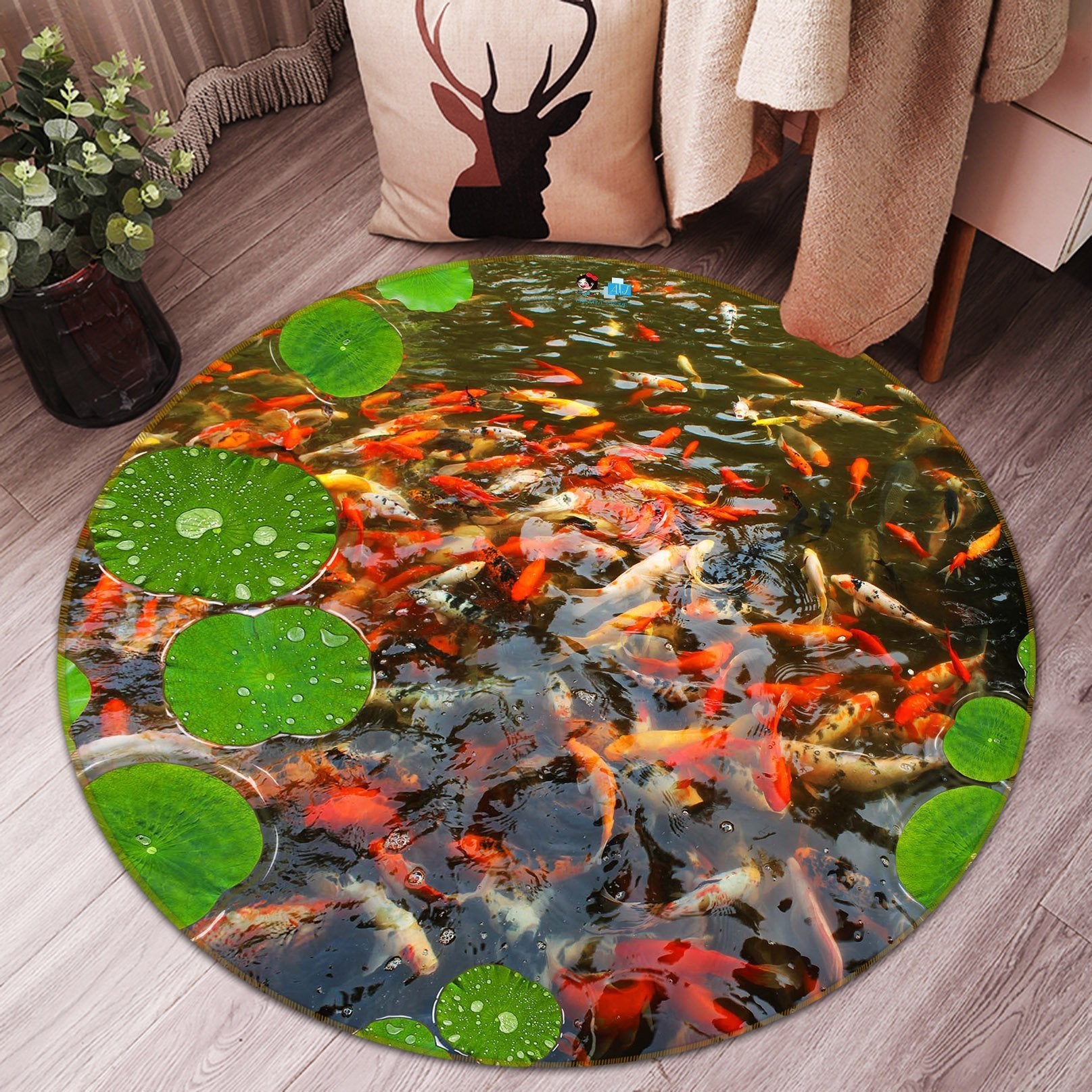 3D Goldfish Group 042 Round Non Slip Rug Mat Mat AJ Creativity Home