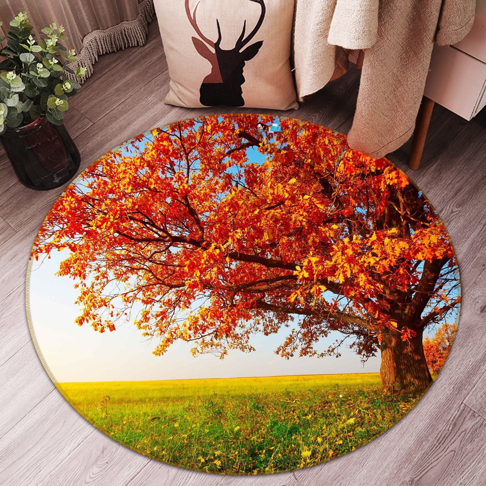 3D Autumn Landscape 073 Round Non Slip Rug Mat Mat AJ Creativity Home
