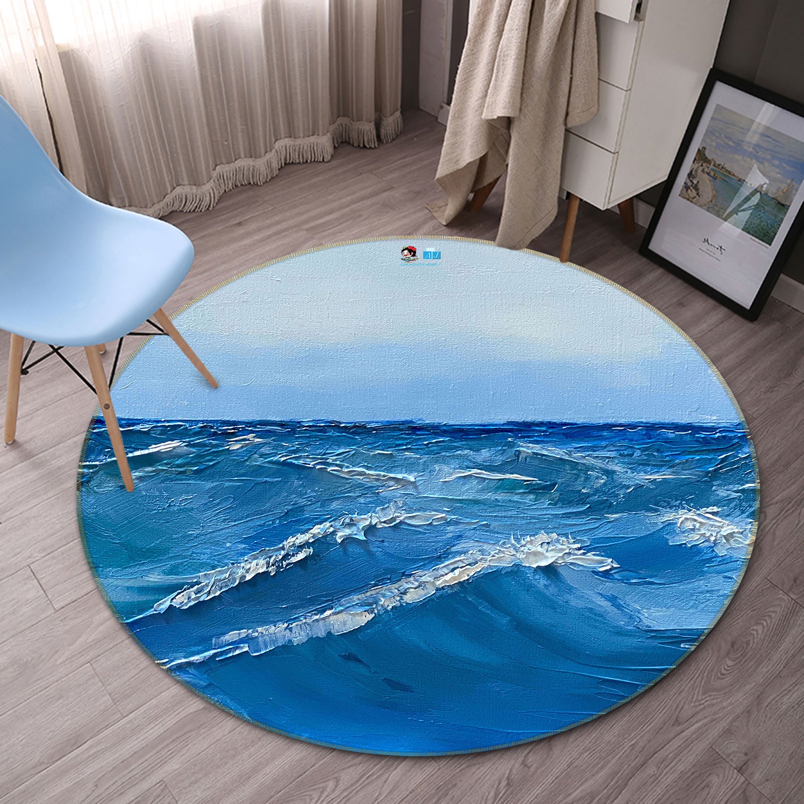 3D Ocean 9753 Marina Zotova Rug Round Non Slip Rug Mat
