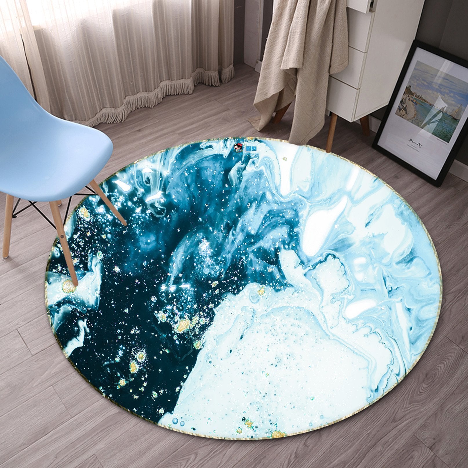 3D Blue Shades 152 Round Non Slip Rug Mat Mat AJ Creativity Home