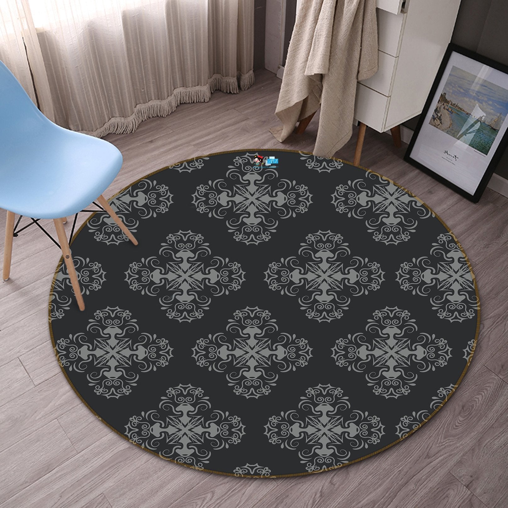 3D Black Cross 249 Round Non Slip Rug Mat Mat AJ Creativity Home
