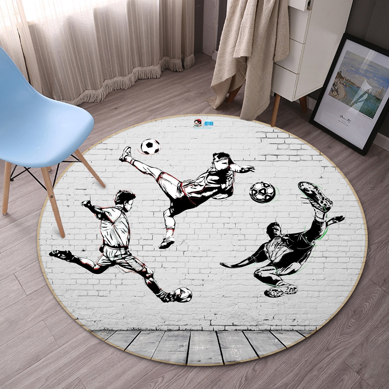 3D Play Football 337 Round Non Slip Rug Mat Mat AJ Creativity Home